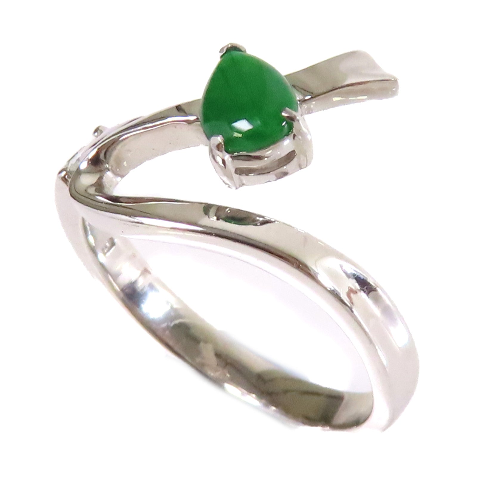 JEWELRY 【激減優惠】18K白金/0.05ct鑽石/翡翠/Diamond Ring戒指US#5