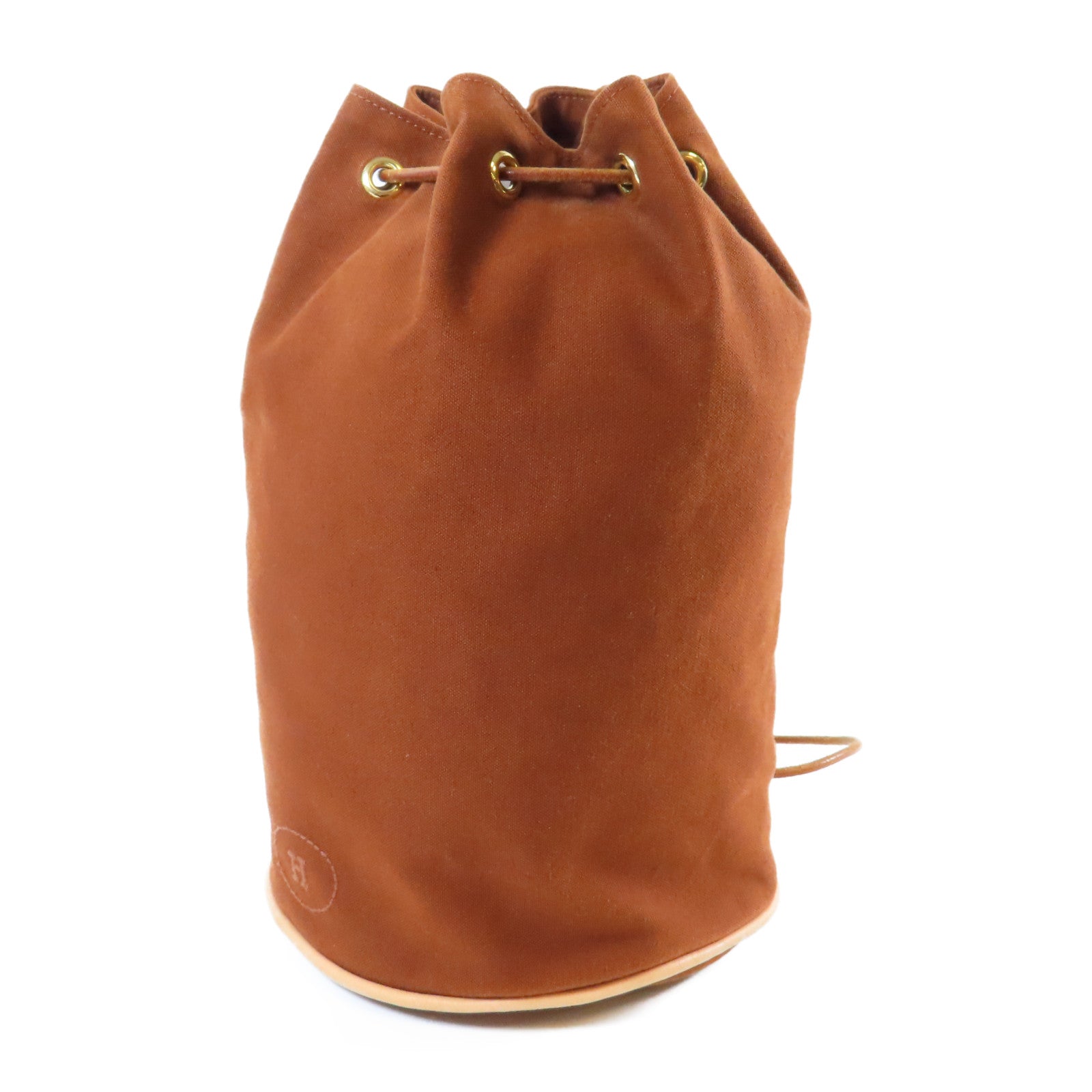 HERMES 【激減優惠】帆布Shoulder Bag金扣肩背袋啡色