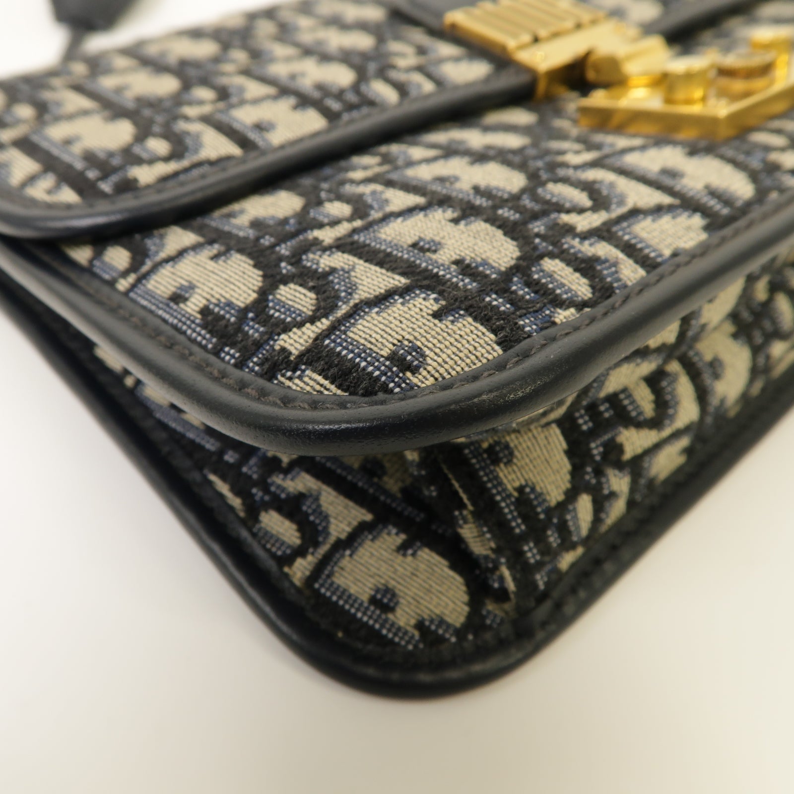 Dior 帆布Dioraddict Flap金扣肩背袋深藍色