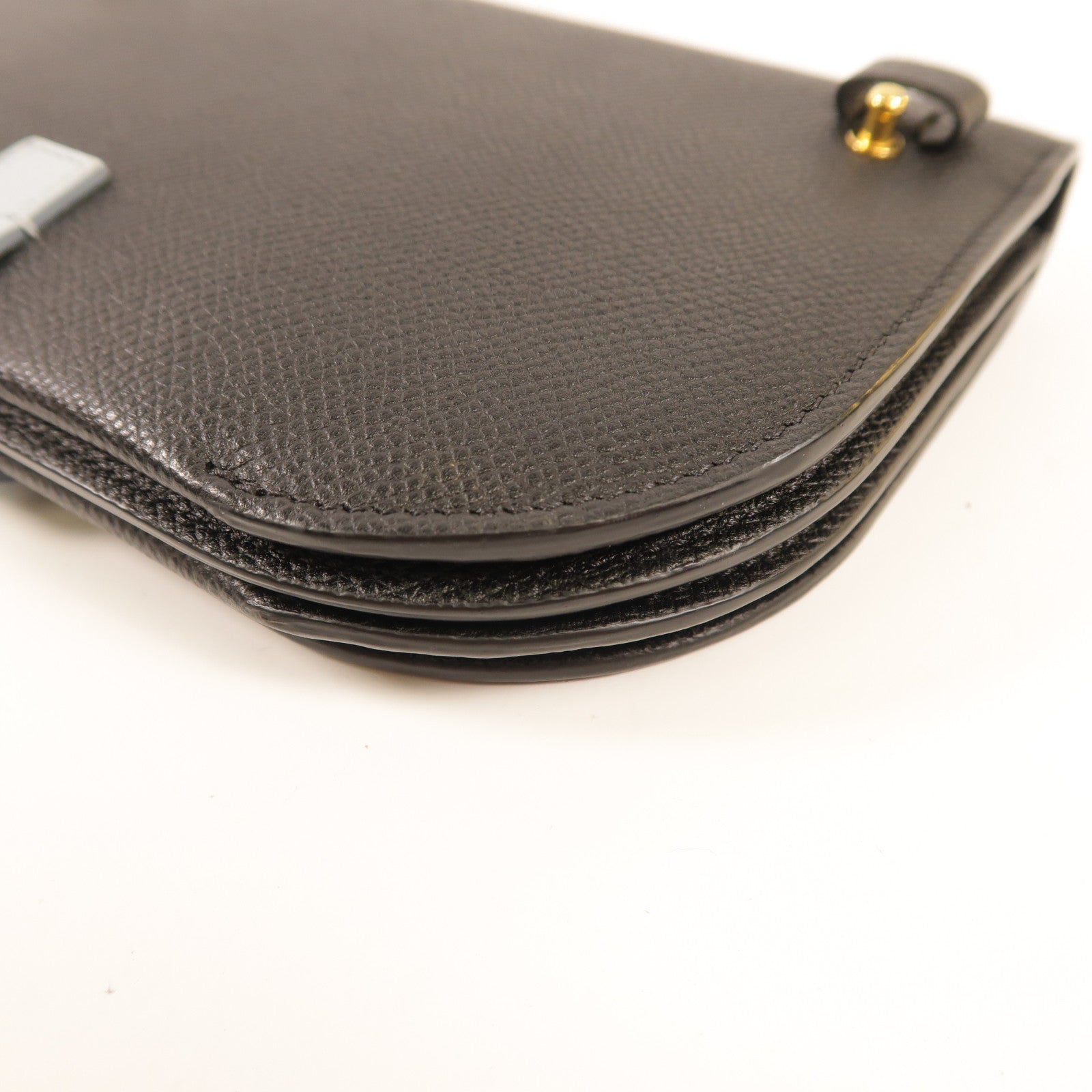 CELINE 牛皮皮革Strap Clutch金扣肩背袋黑色/淺藍色