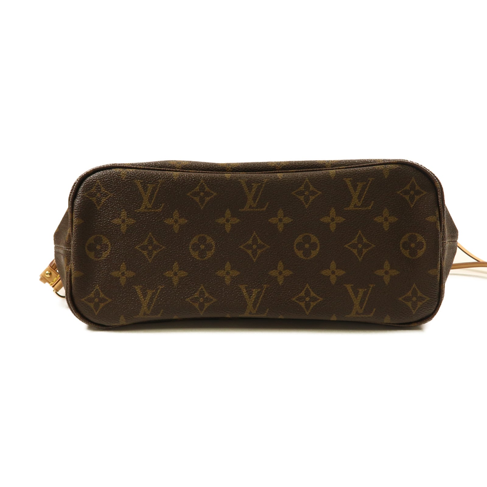 LOUIS VUITTON Monogram Neverfull PM金扣手挽袋啡色