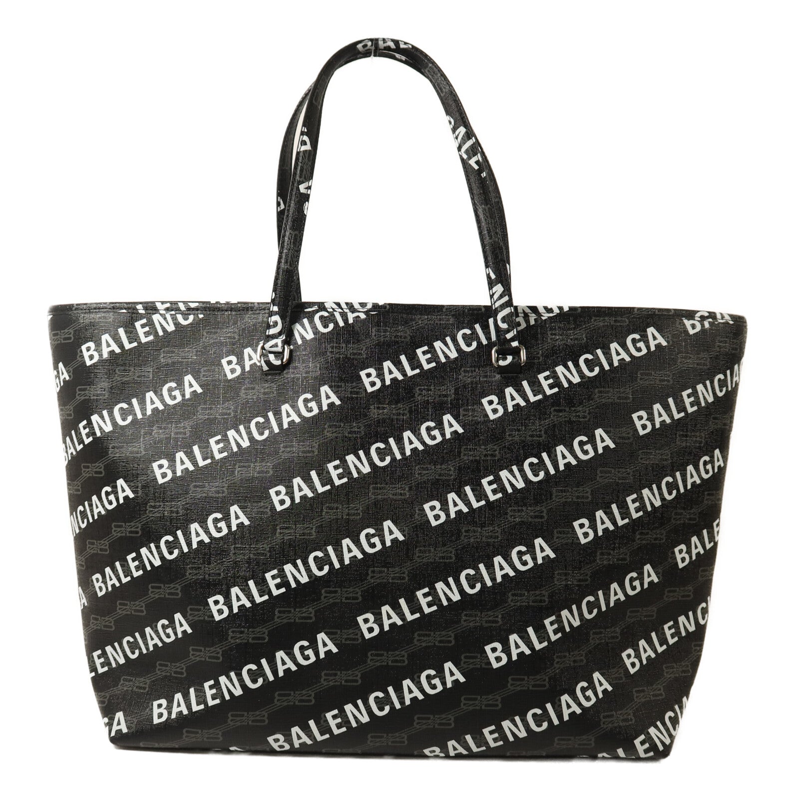 BALENCIAGA 塗層帆布Large East-West Tote銀扣手挽袋