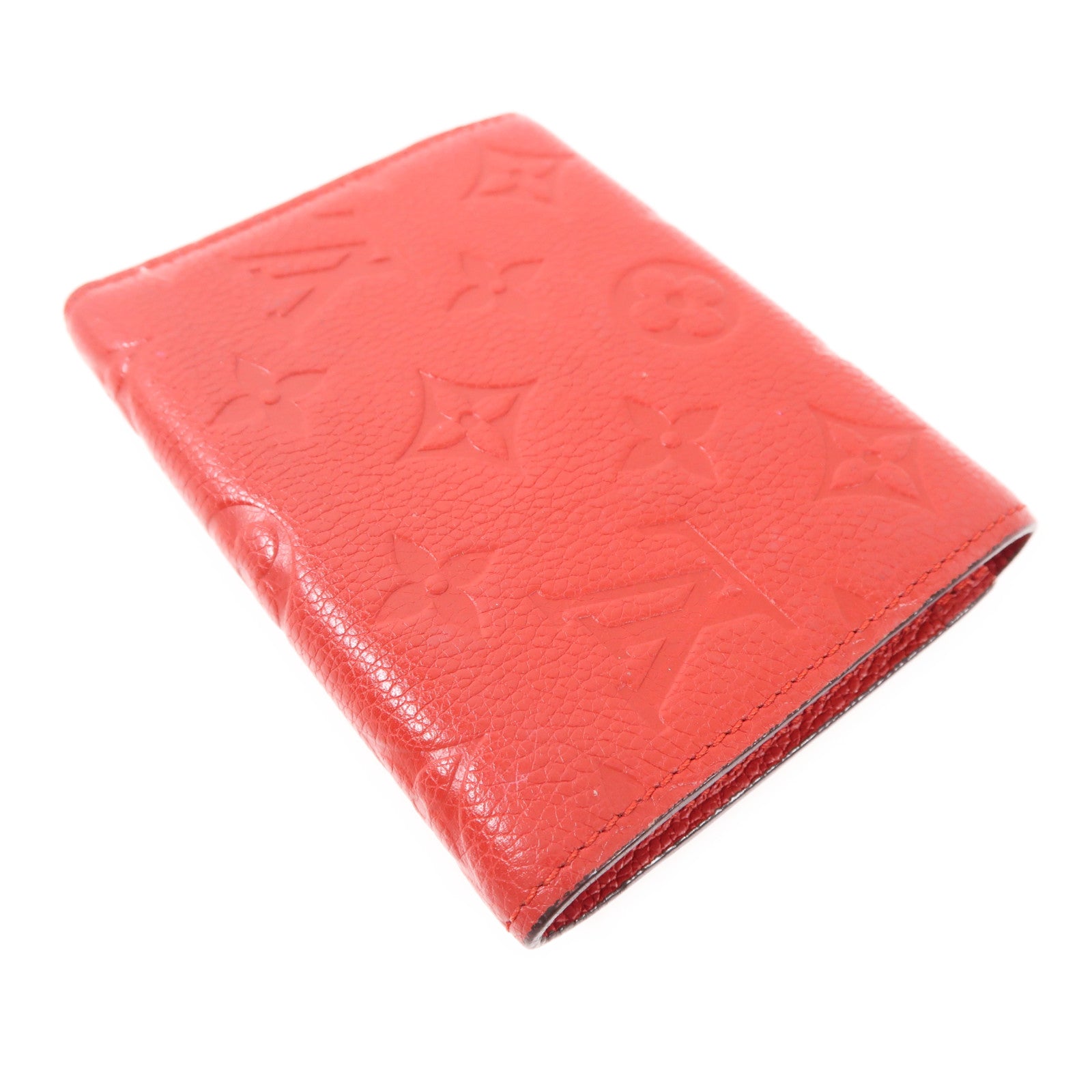 LOUIS VUITTON LV GHW Victorine Tri-fold Wallet Monogram Empreinte Red