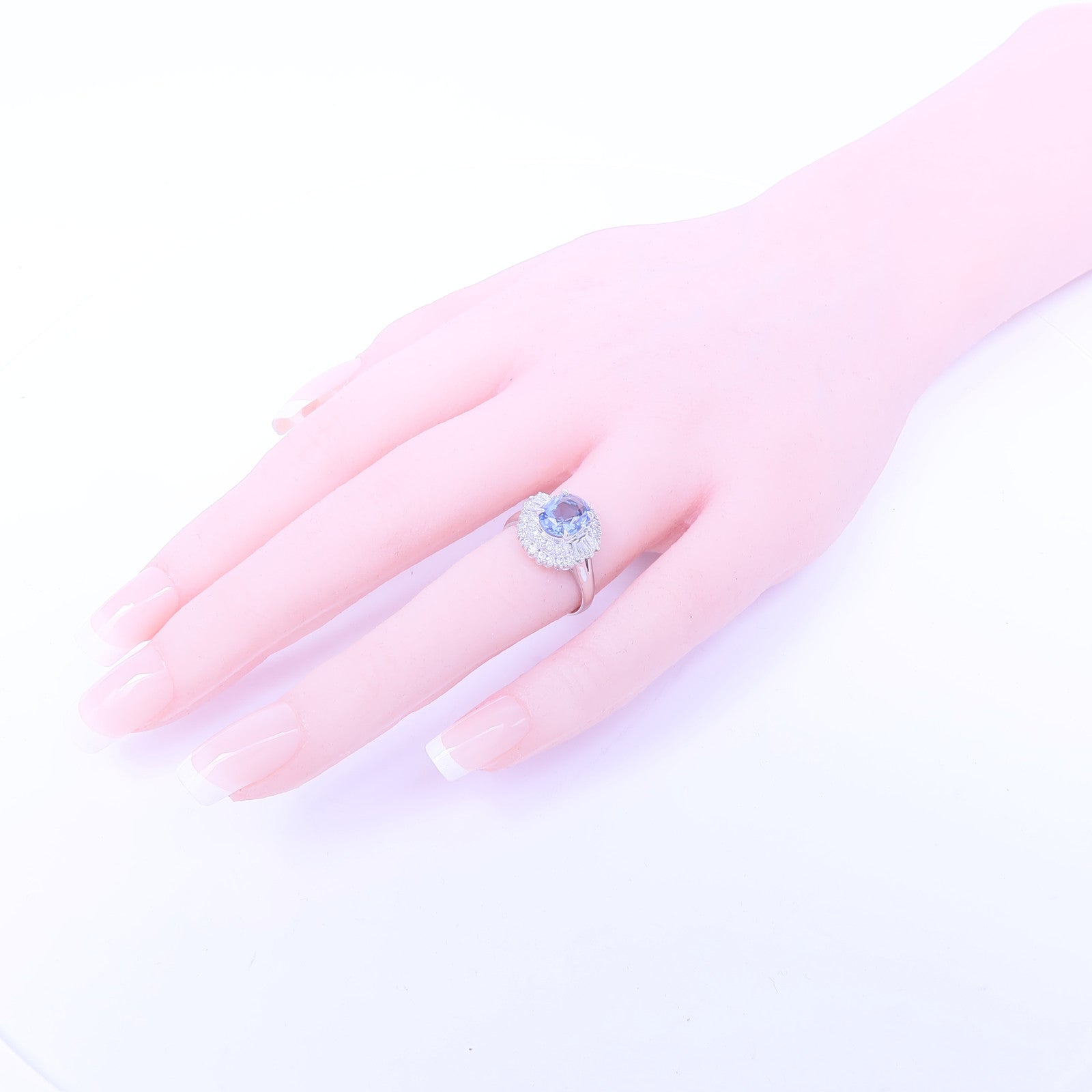 JEWELRY PT850鉑金/藍寶石Sapphire Diamond Ring鑽石戒指US#6.25