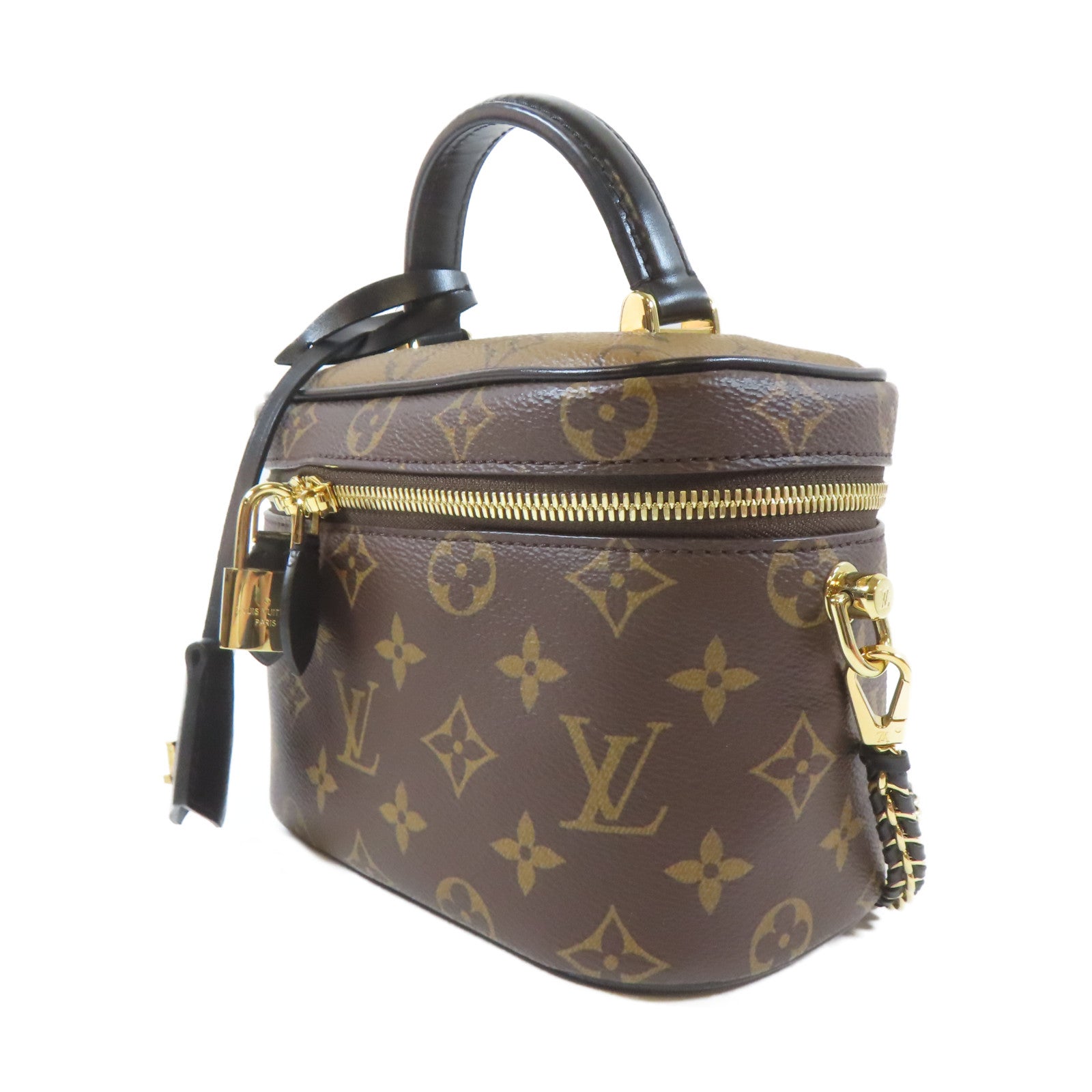 LOUIS VUITTON Monogram Vanity PM金扣鏈帶手挽肩背兩用袋啡色
