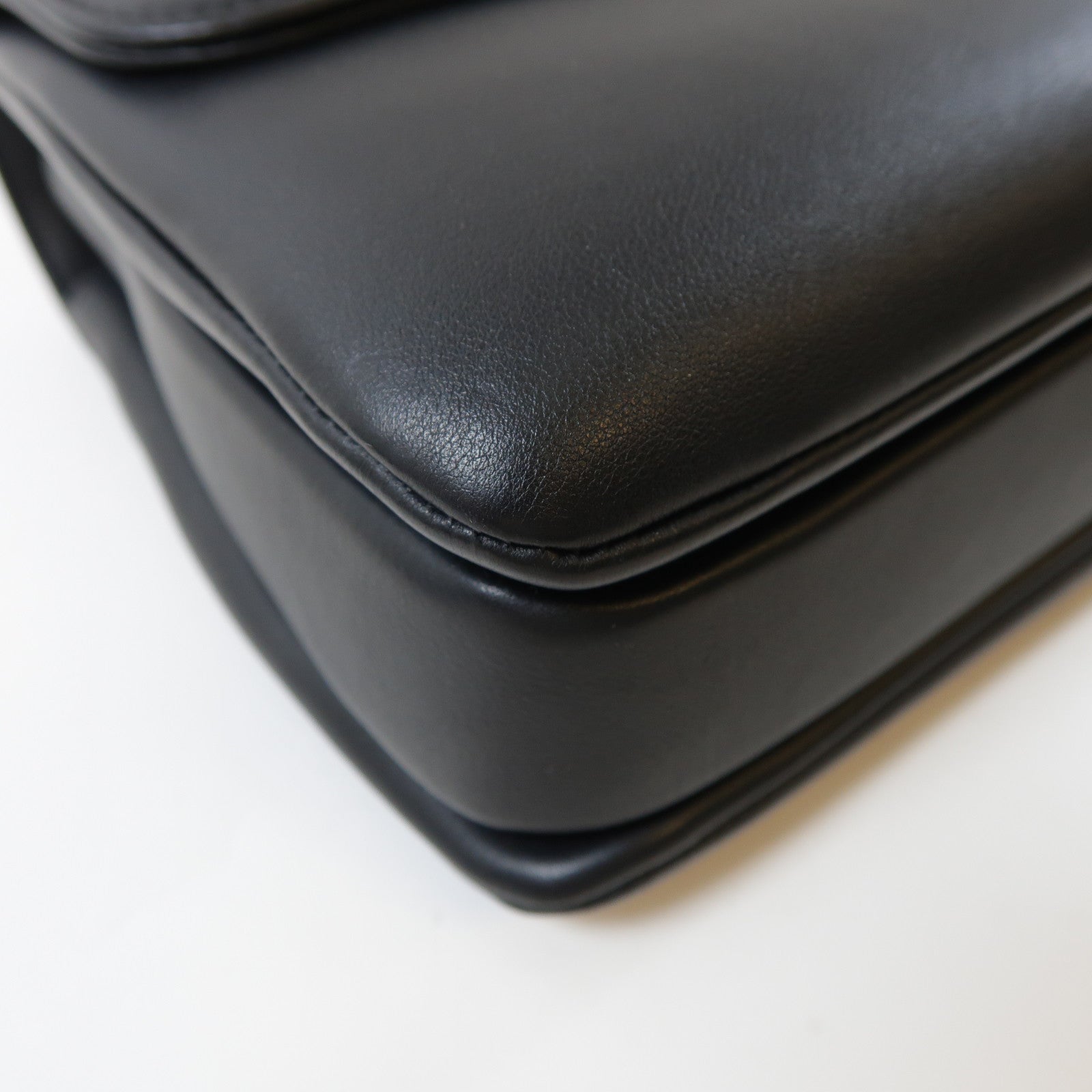 CHANEL 牛皮皮革Chain Shoulder Bag銀扣手挽肩背兩用袋黑色