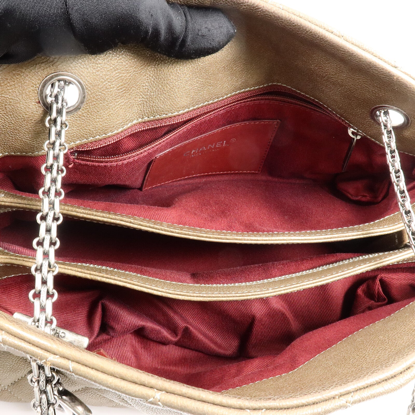 CHANEL 牛皮皮革Just Mademoiselle Bowling Bag鏈帶肩背袋