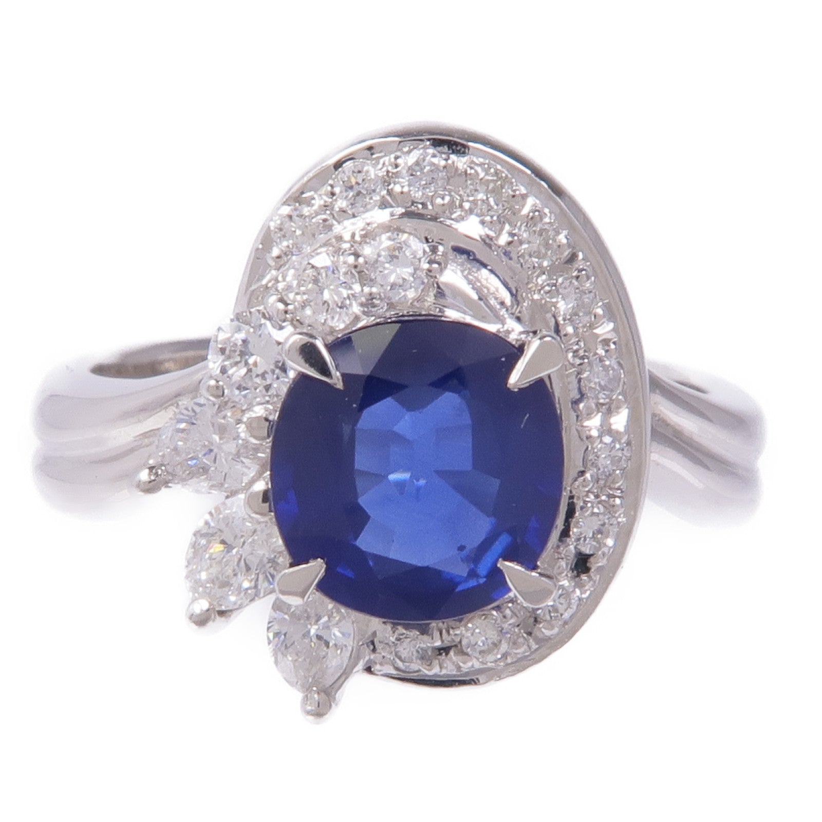 JEWELRY 【激減優惠】PT900鉑金/藍寶石Sapphire Diamond Ring鑽石戒指US#6.25