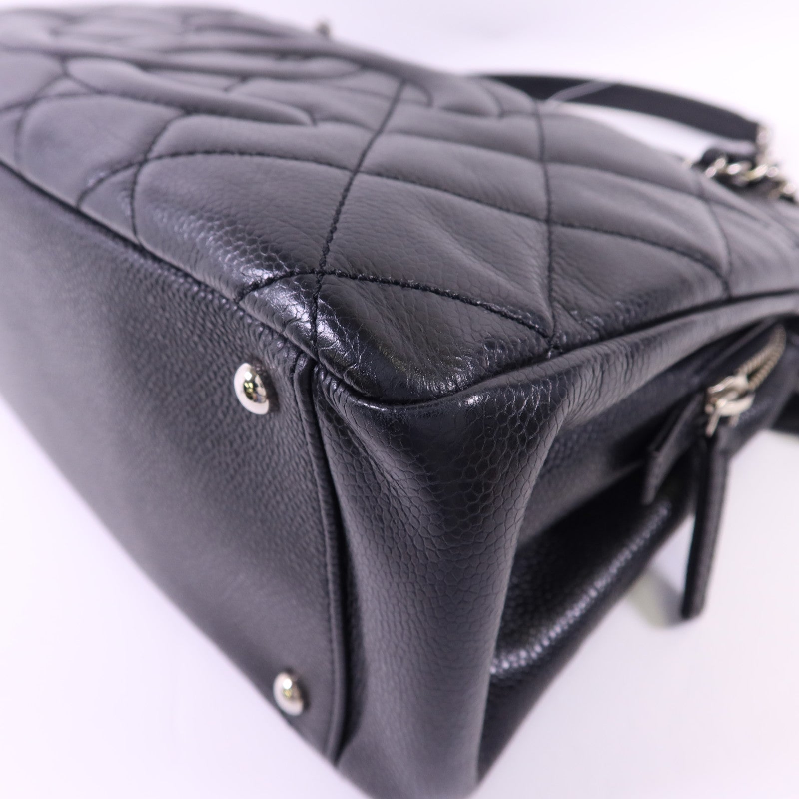 CHANEL 牛皮皮革Chain Shoulder銀扣鏈帶肩背袋