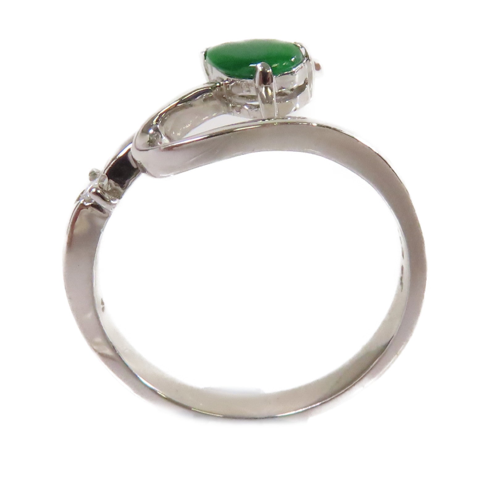 JEWELRY 【激減優惠】18K白金/0.05ct鑽石/翡翠/Diamond Ring戒指US#5