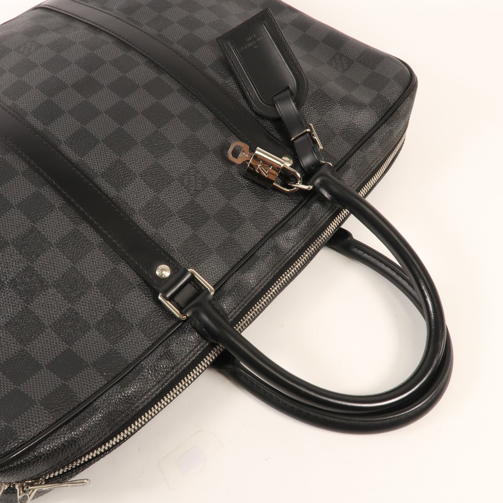 LOUIS VUITTON Damier Graphite Porte Documents Voyage GM銀扣手挽袋