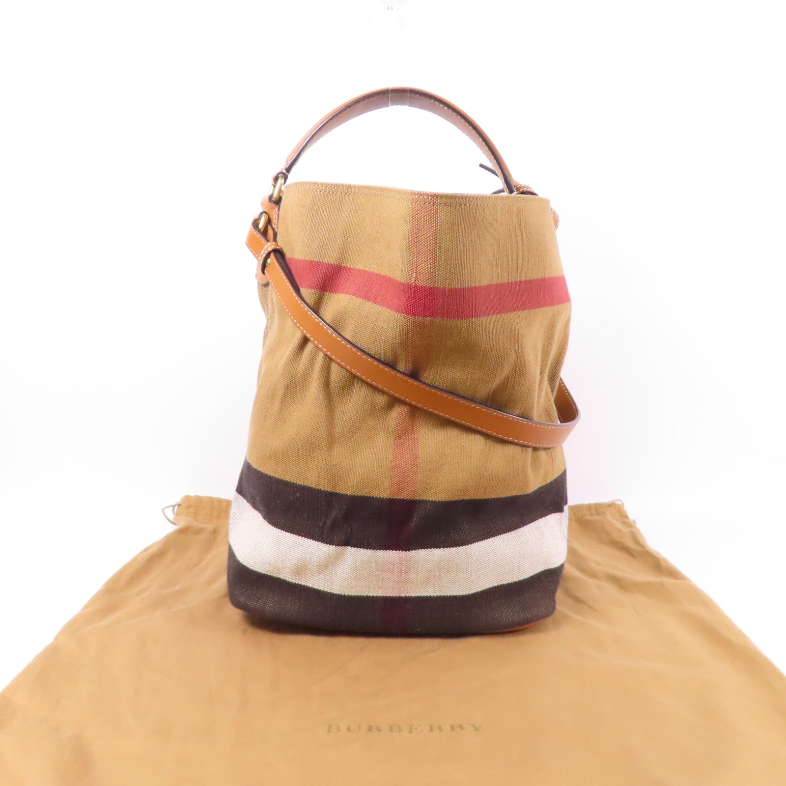 BURBERRY 帆布/皮革2 Way Shoulder金扣手挽肩背兩用袋