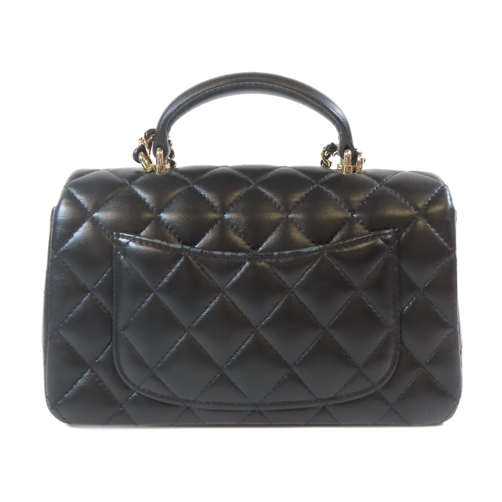 CHANEL 菱格羊皮皮革2way Chain Shoulder Bag金扣鏈帶手挽肩背兩用袋黑色