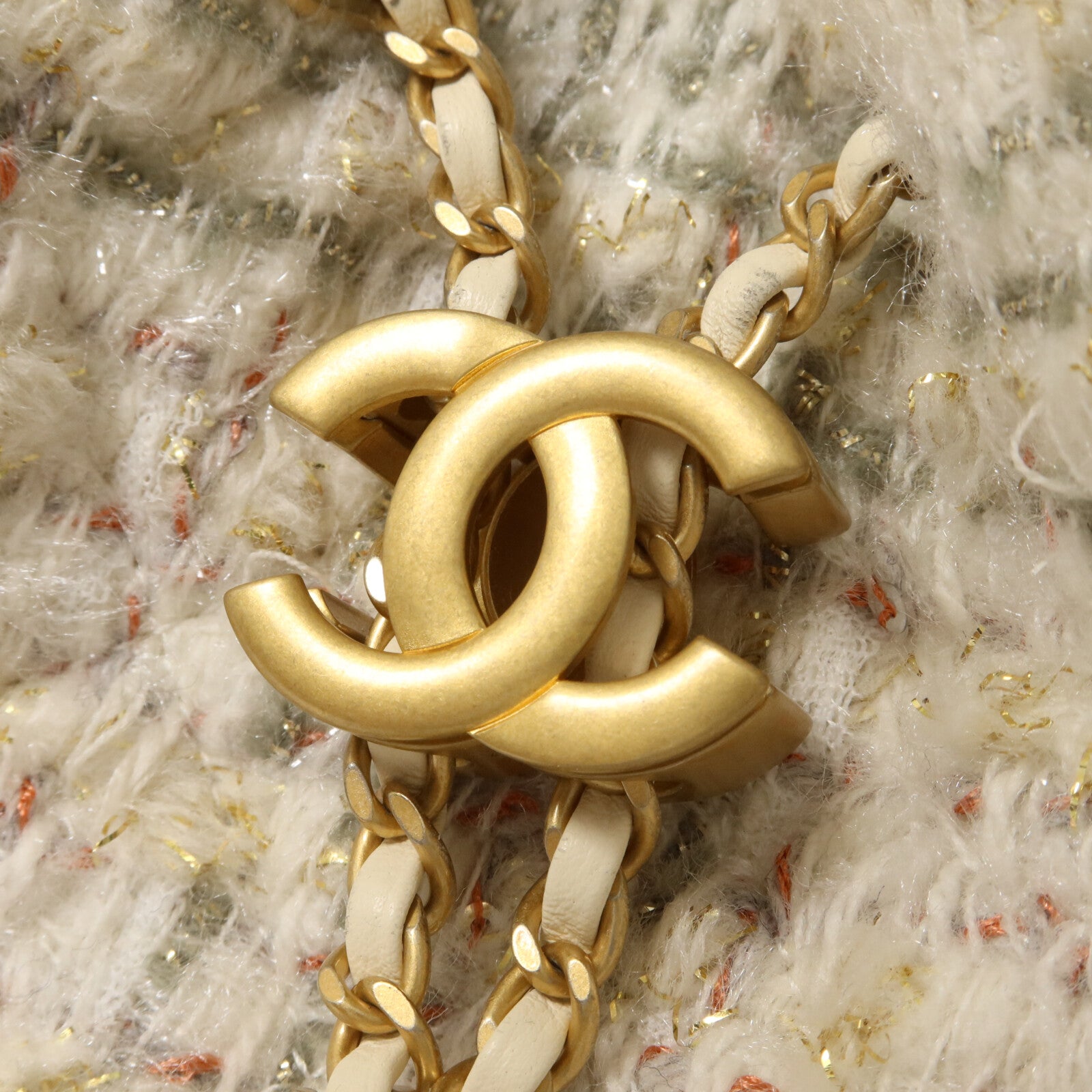 CHANEL Tweed Hobo鏈帶肩背袋