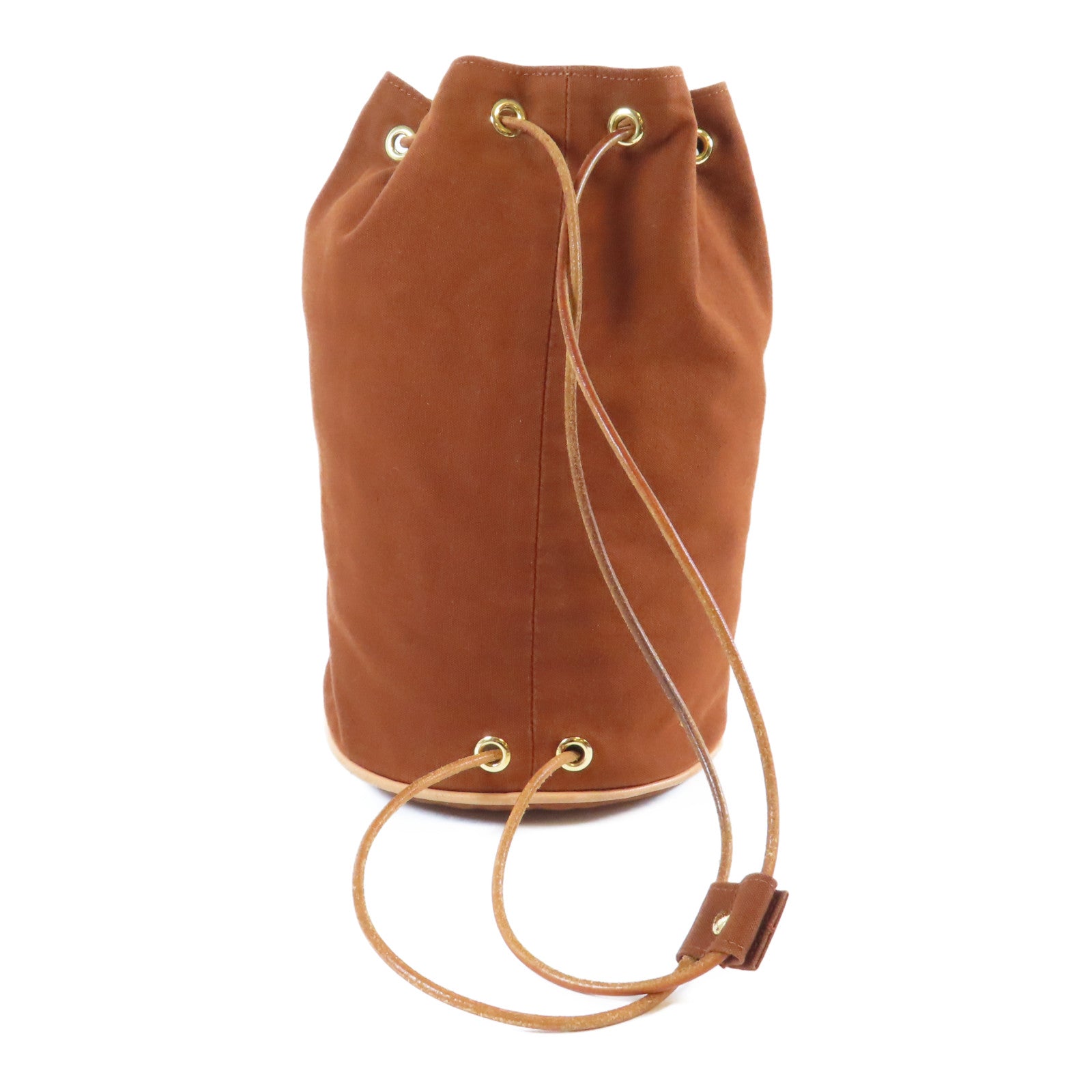 HERMES 【激減優惠】帆布Shoulder Bag金扣肩背袋啡色