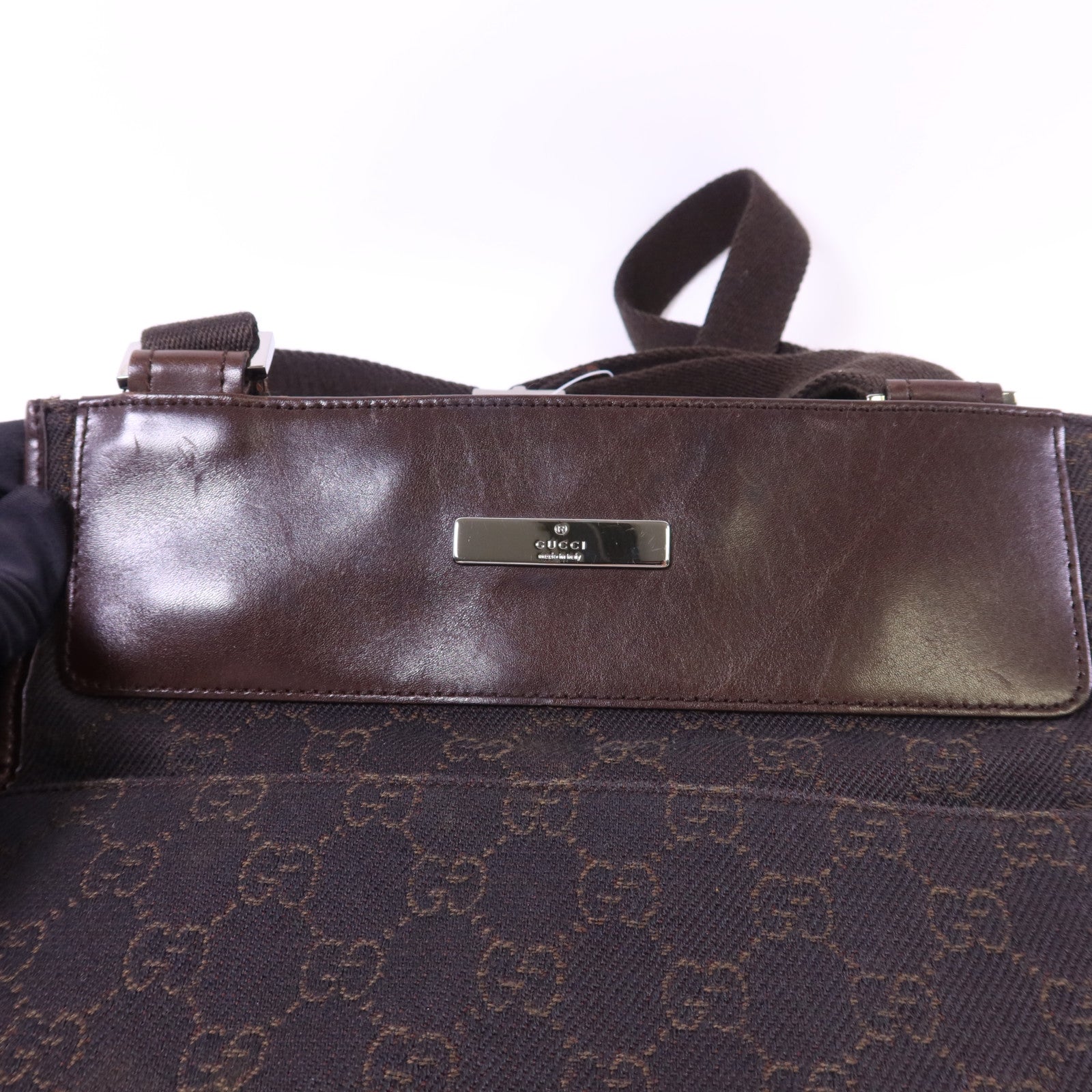 GUCCI 帆布Shoulder Bag銀扣肩背袋