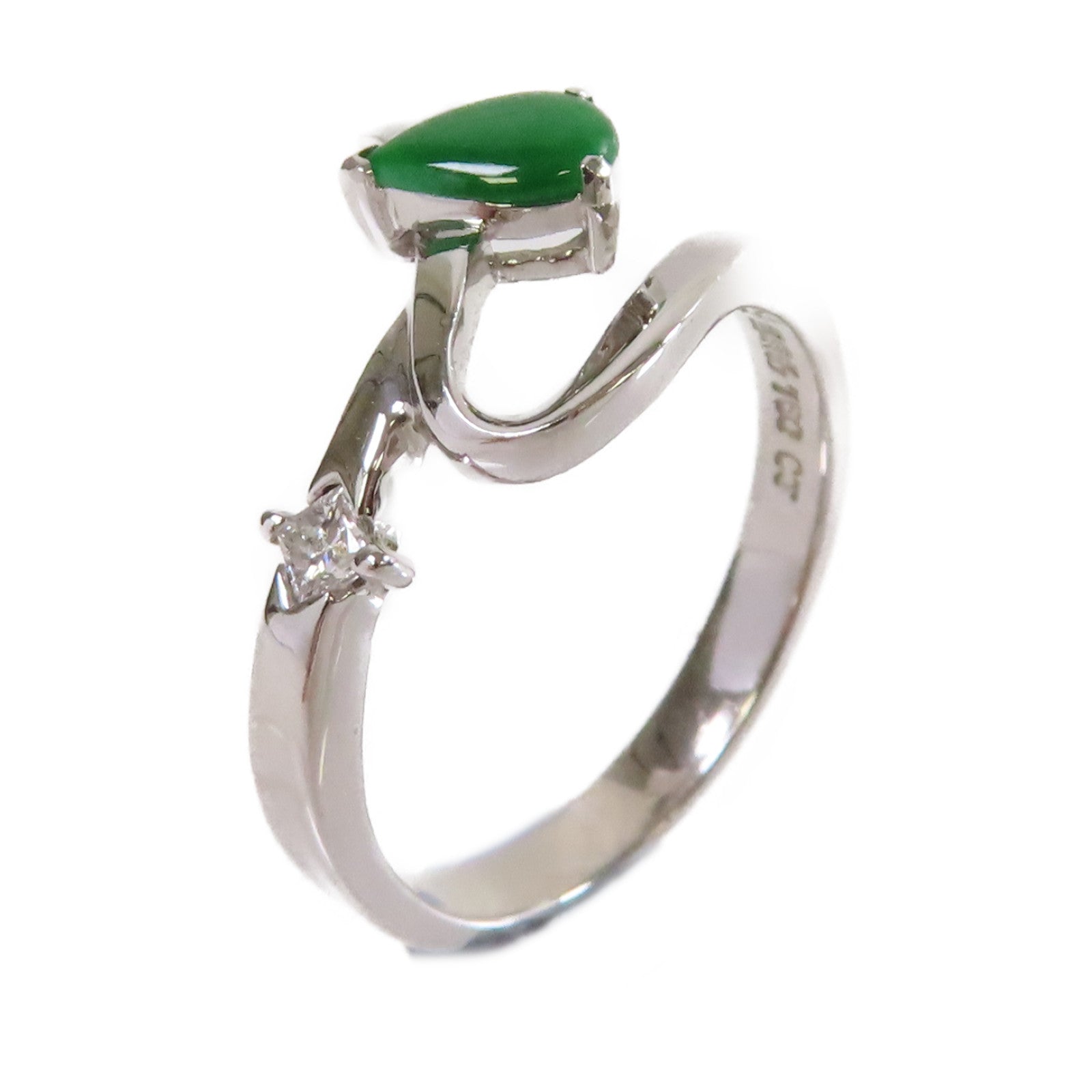 JEWELRY 【激減優惠】18K白金/0.05ct鑽石/翡翠/Diamond Ring戒指US#5