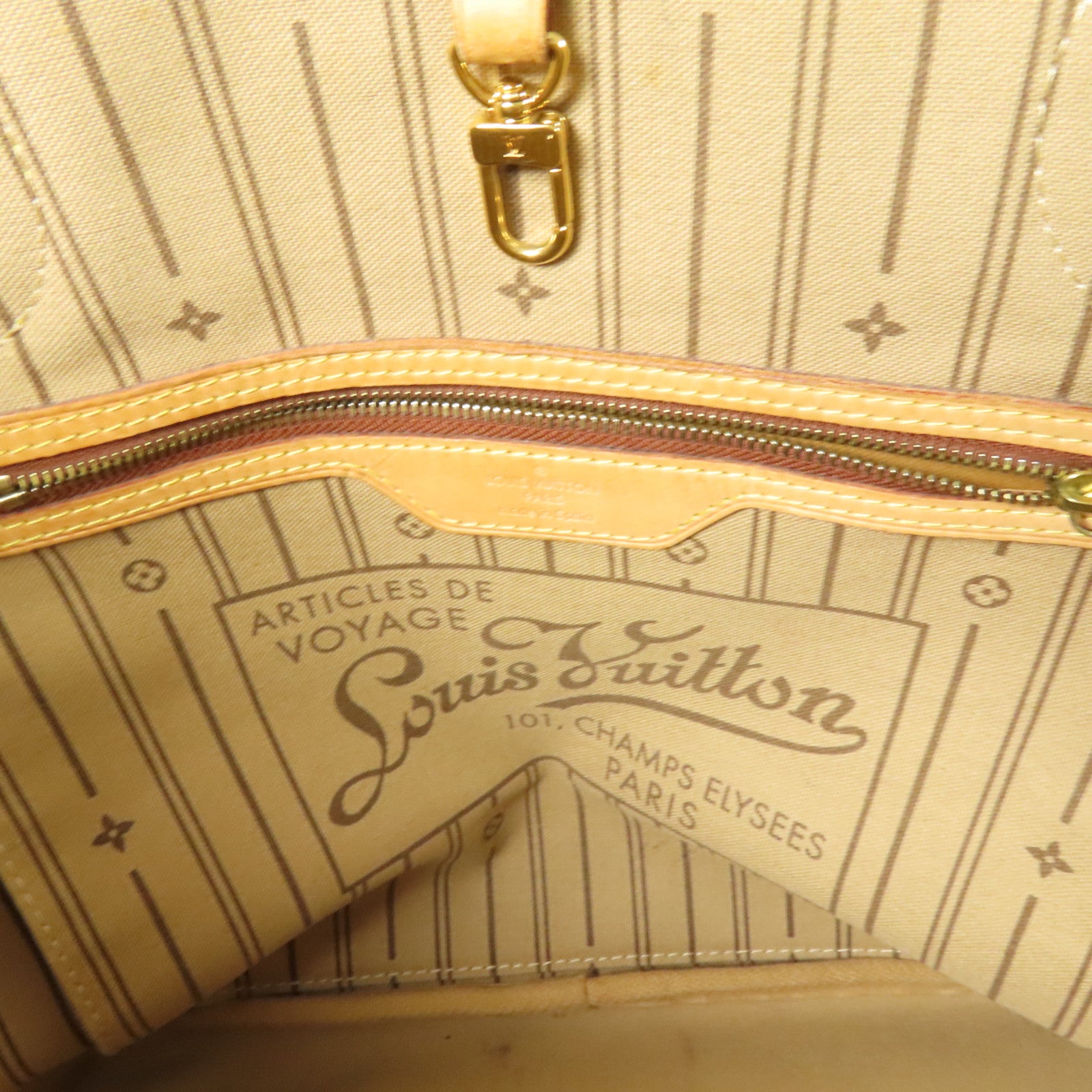 LOUIS VUITTON Monogram Neverfull MM金扣手挽袋