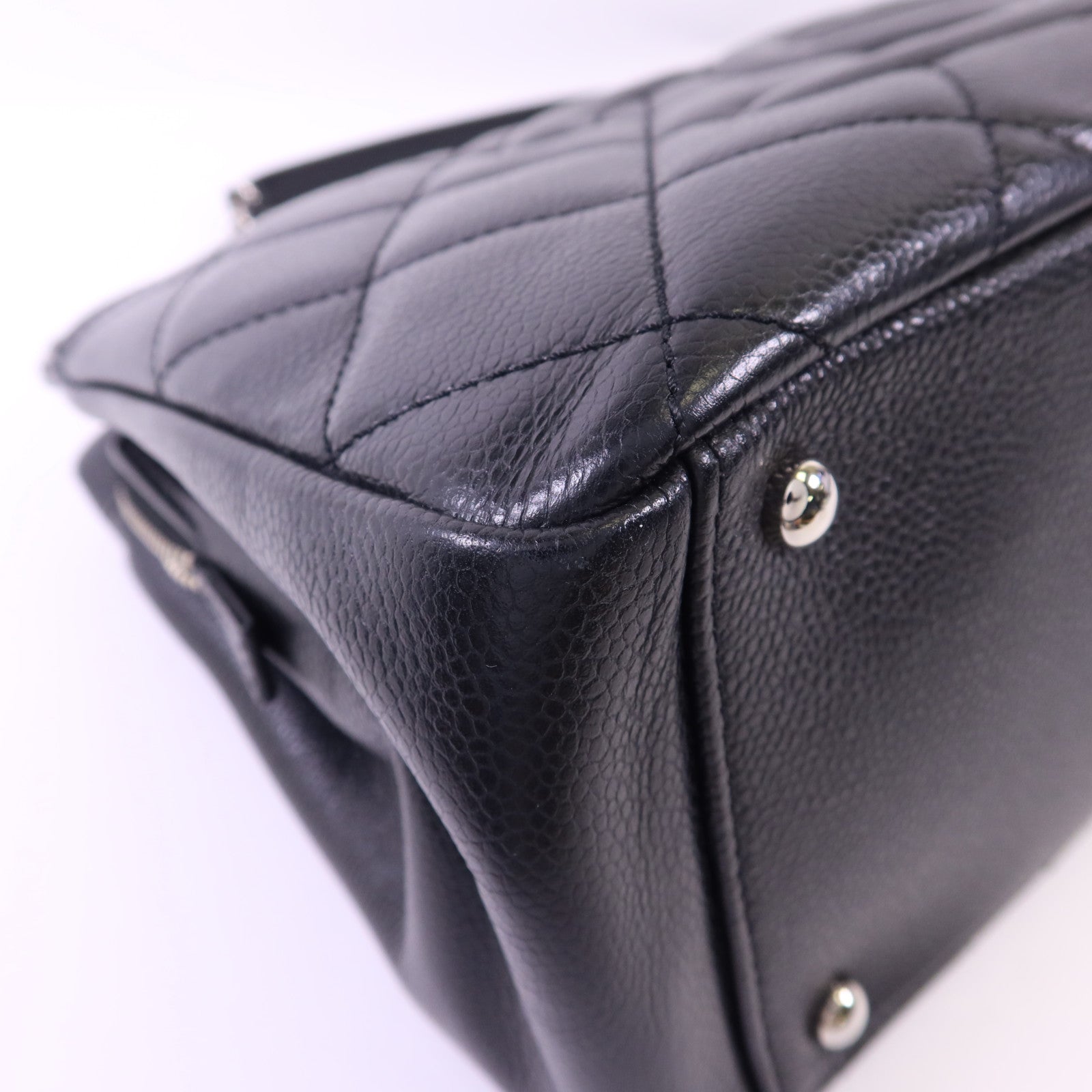 CHANEL 牛皮皮革Chain Shoulder銀扣鏈帶肩背袋