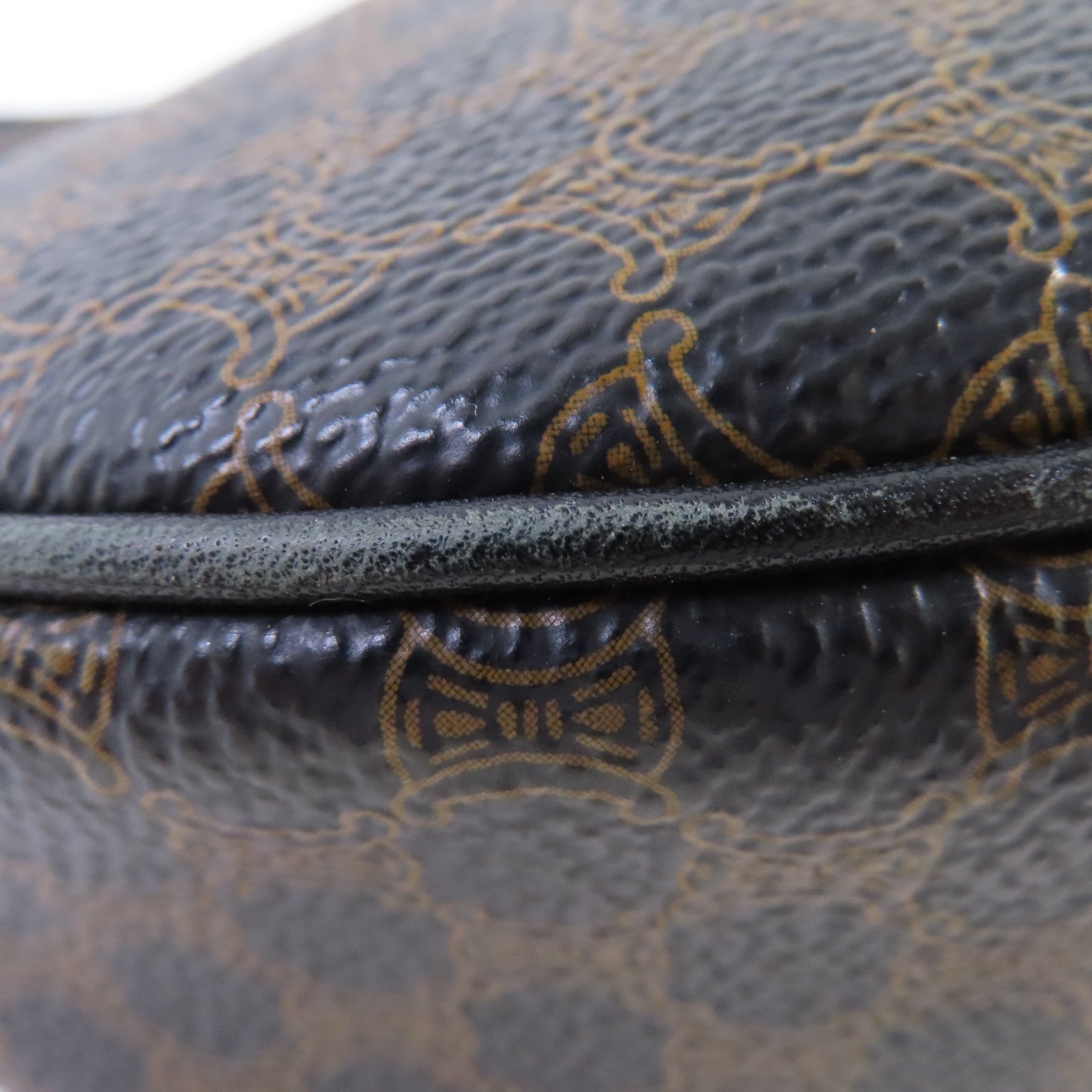 CELINE 塗層帆布Macadam Vanity Shoulder Bag金扣肩背袋啡色