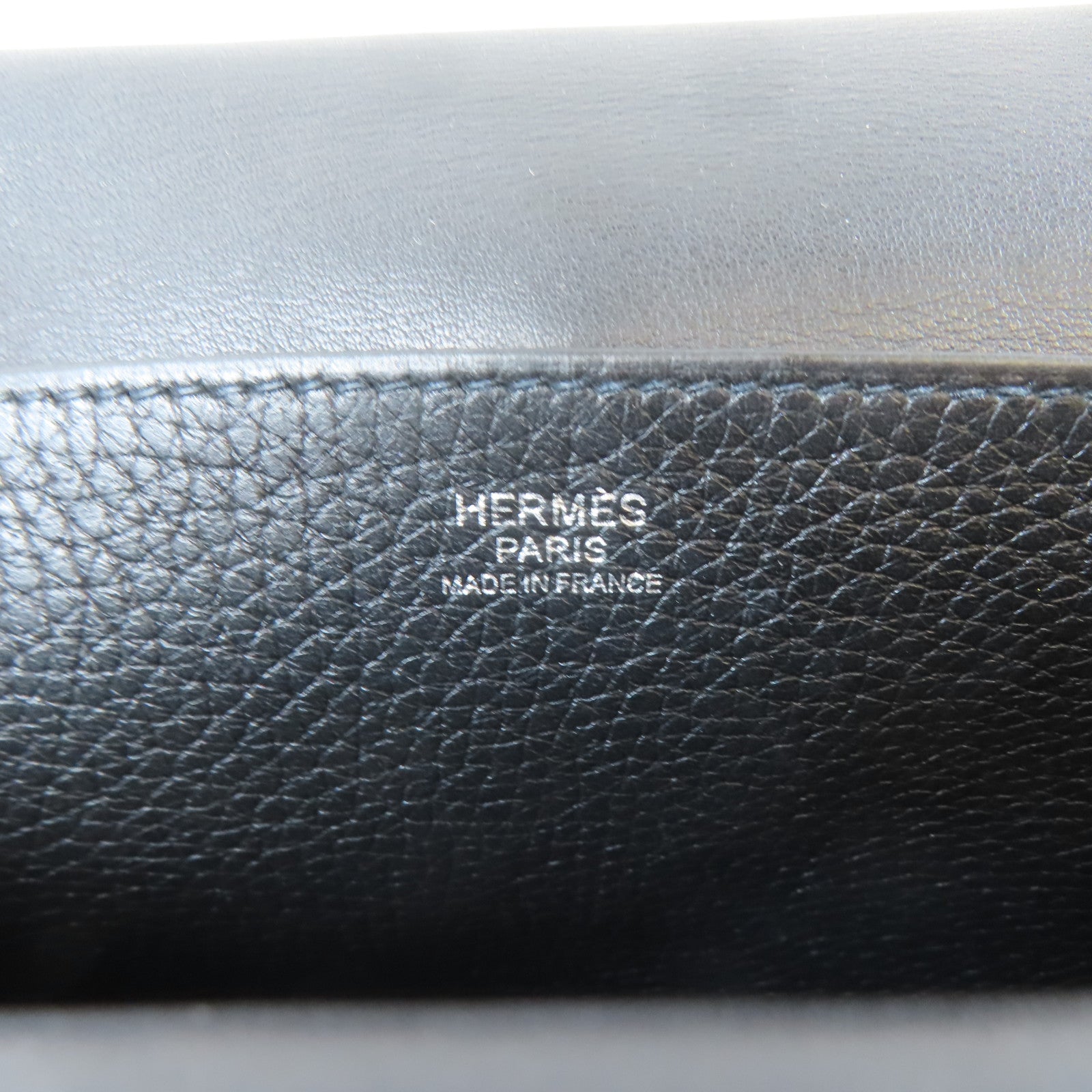 HERMES Clemence皮革Halzan 25銀扣手挽肩背兩用袋Noir Black黑色