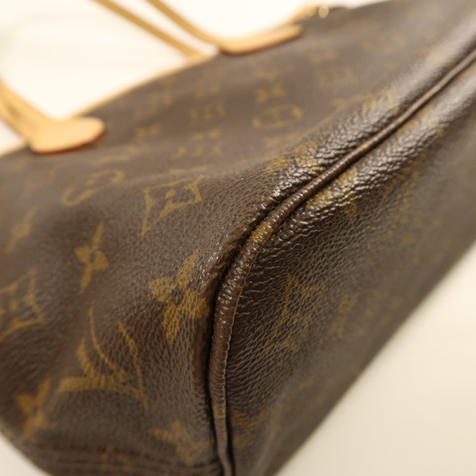 LOUIS VUITTON Monogram Neverfull PM金扣手挽袋啡色