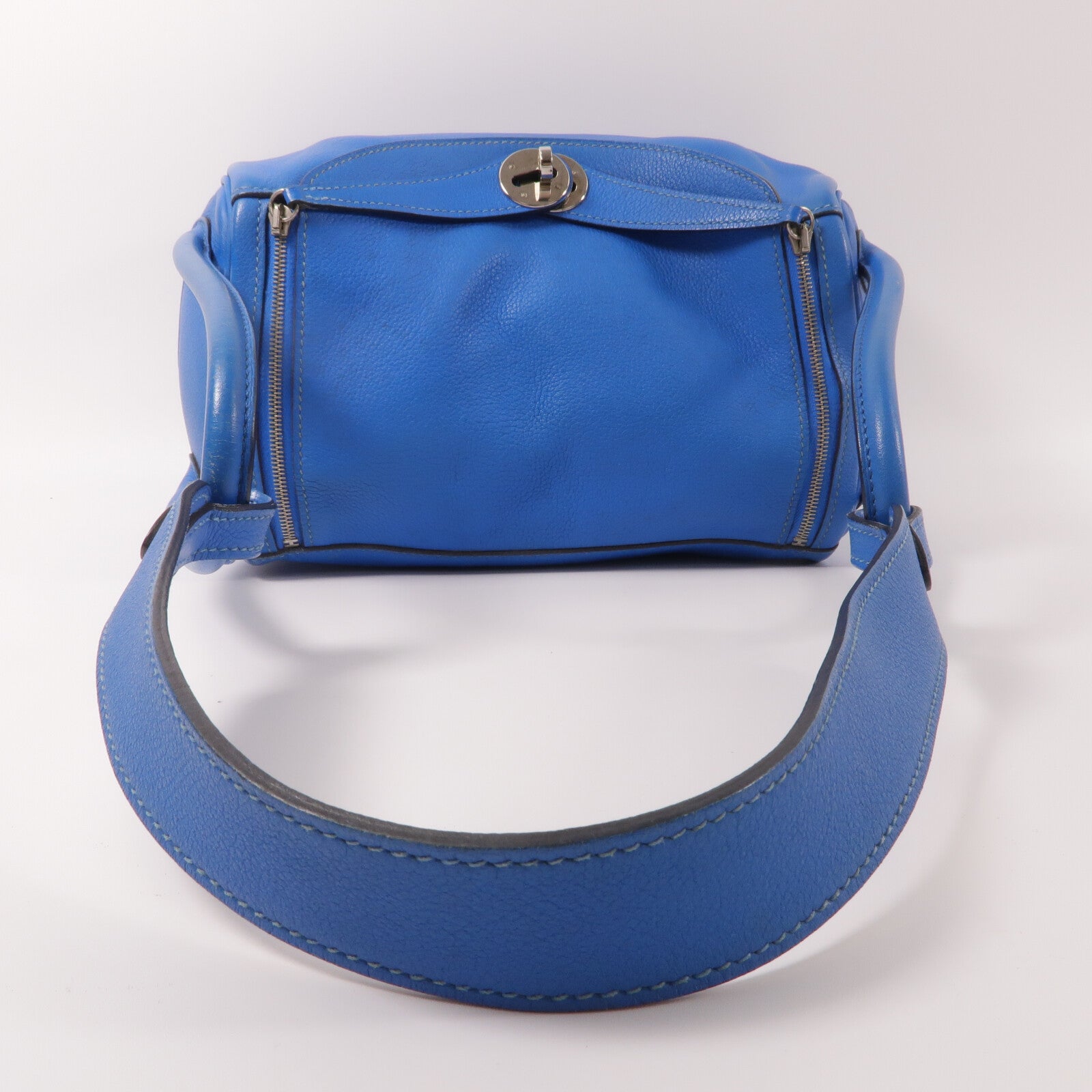 HERMES Evercolor皮革Lindy 26手挽肩背兩用袋Blue Hydra