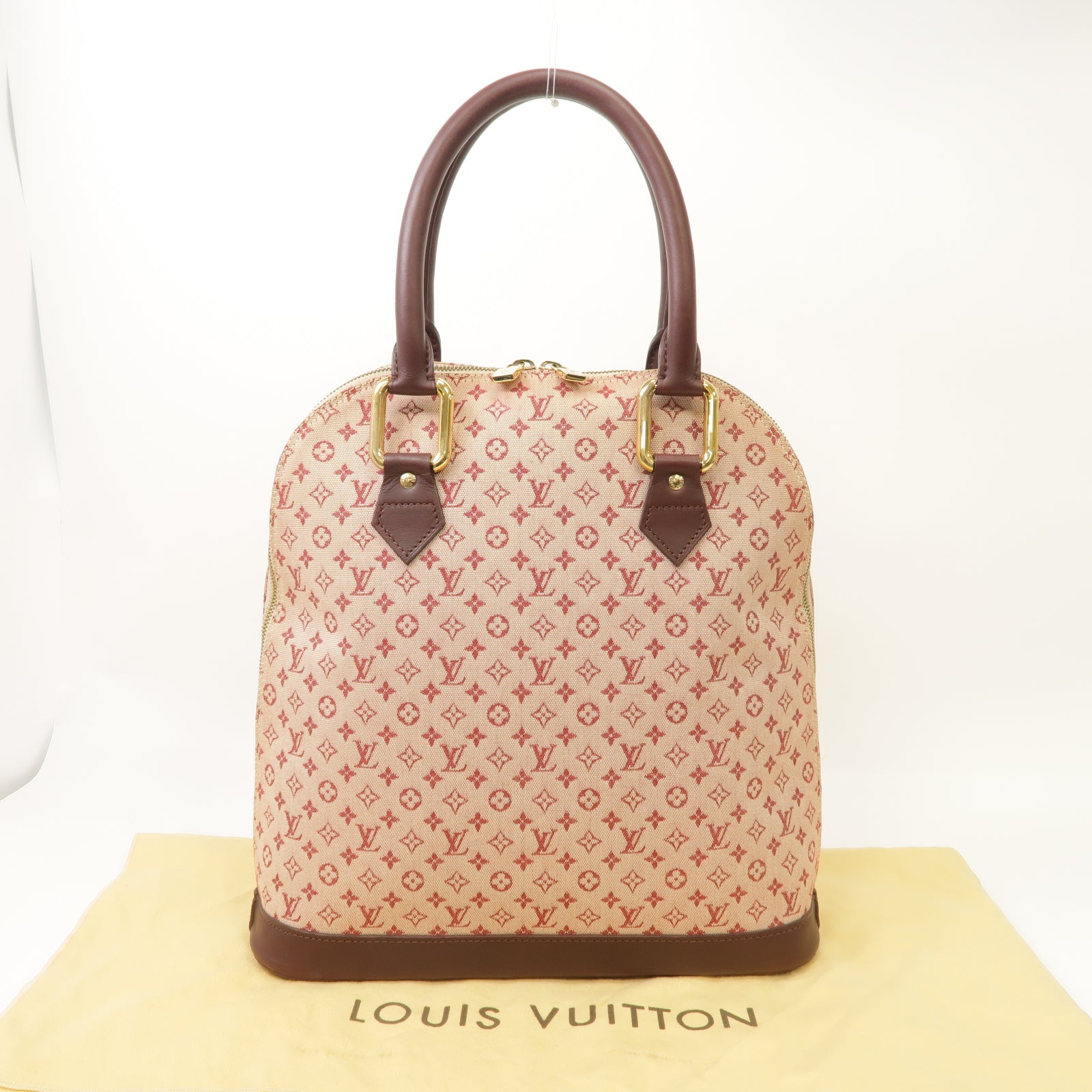 LOUIS VUITTON 【激減優惠】Monogram Mini帆布Alma O金扣手挽袋紅色