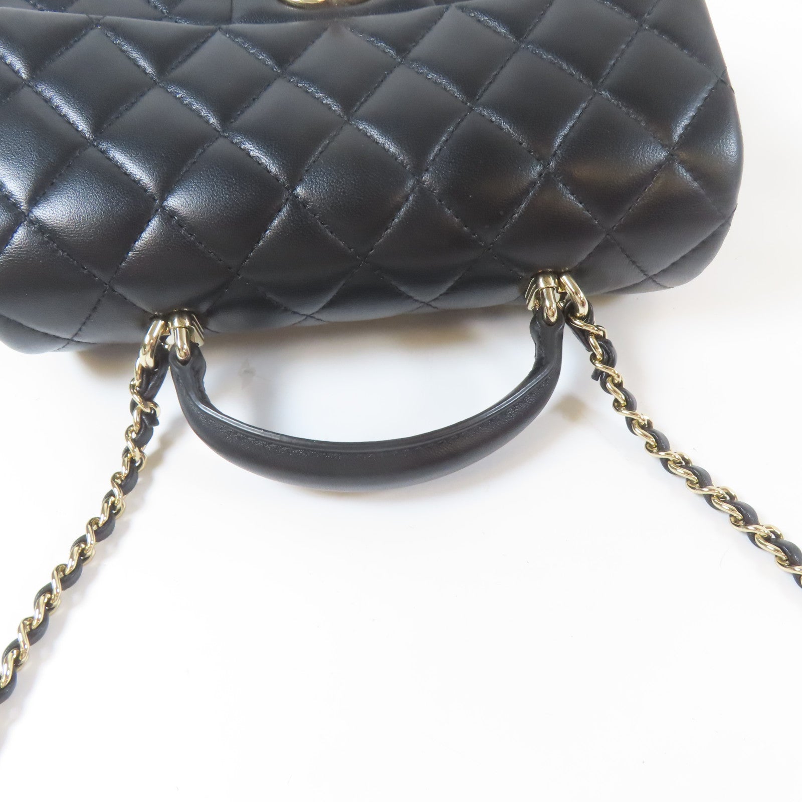 CHANEL 菱格羊皮皮革2way Chain Shoulder Bag金扣鏈帶手挽肩背兩用袋黑色