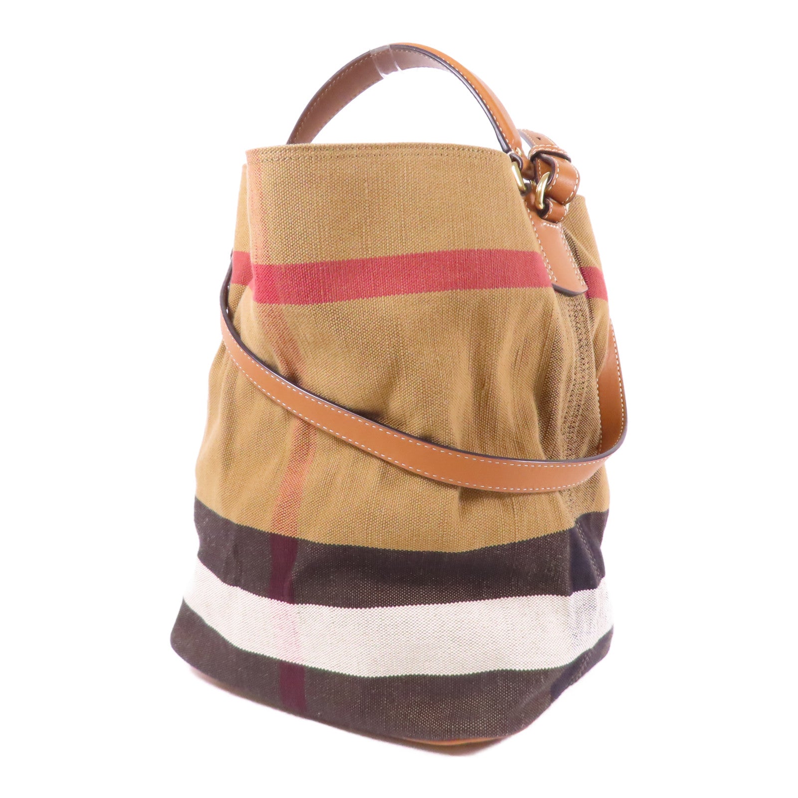 BURBERRY 帆布/皮革2 Way Shoulder金扣手挽肩背兩用袋