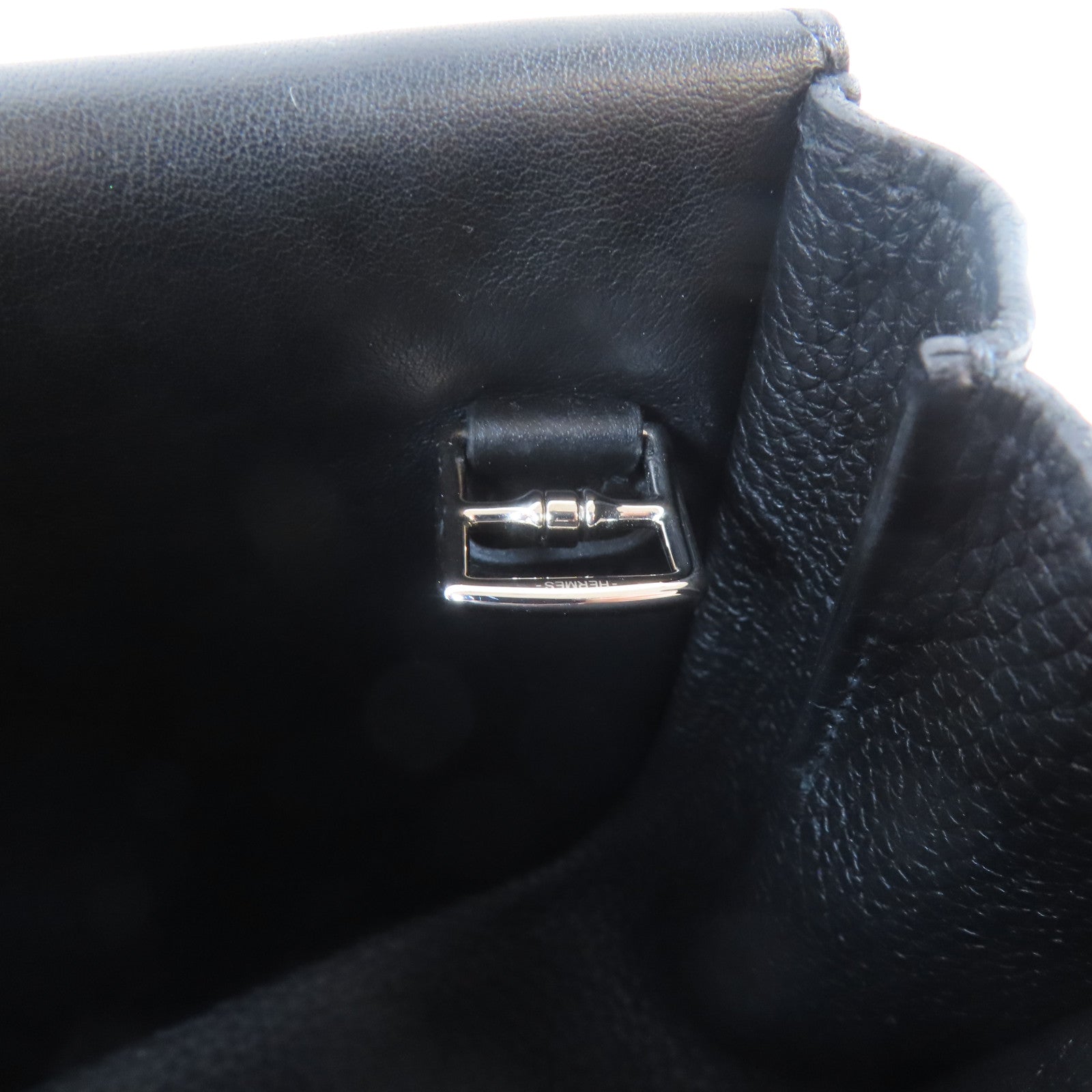 HERMES Clemence皮革Halzan 25銀扣手挽肩背兩用袋Noir Black黑色