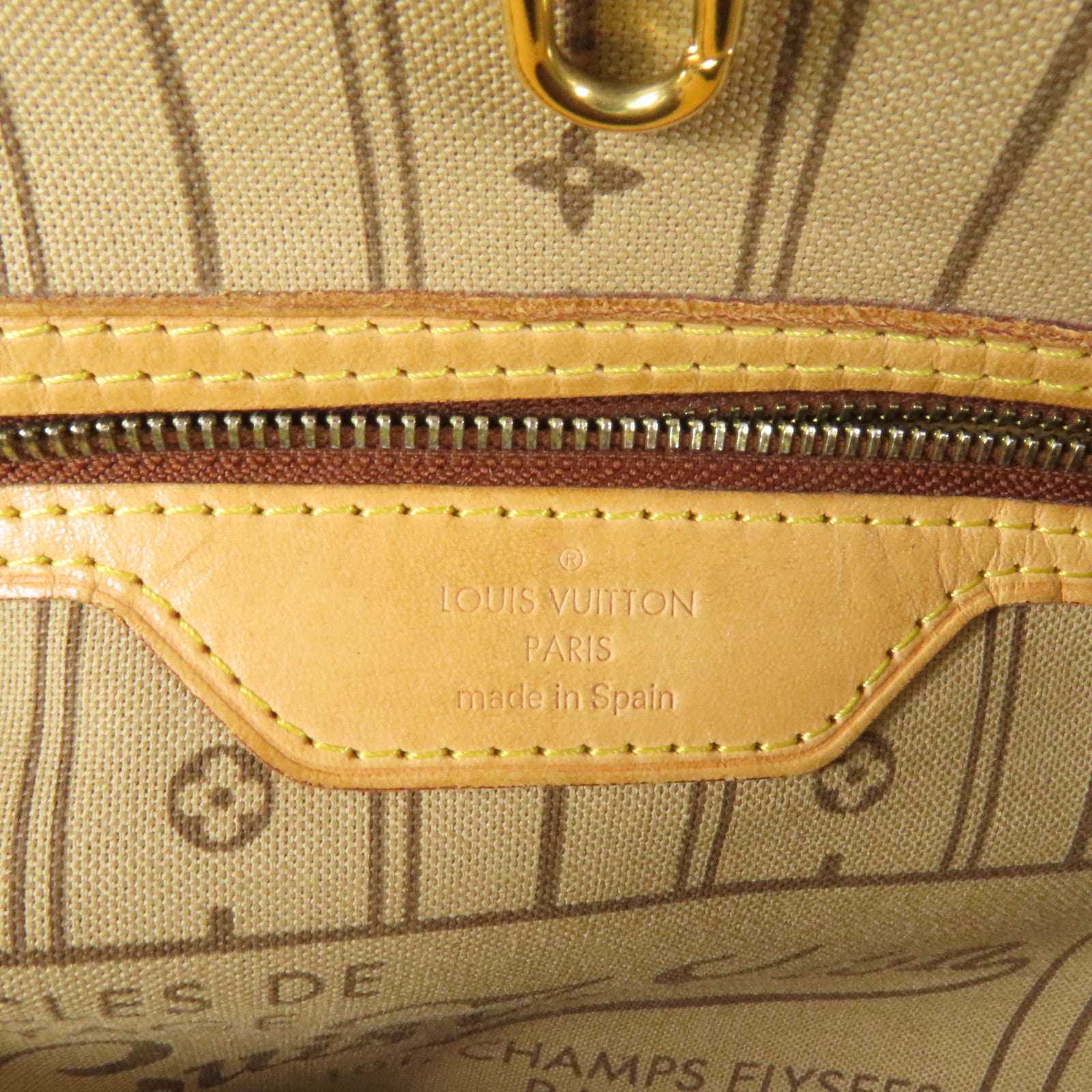 LOUIS VUITTON Monogram Neverfull MM金扣手挽袋