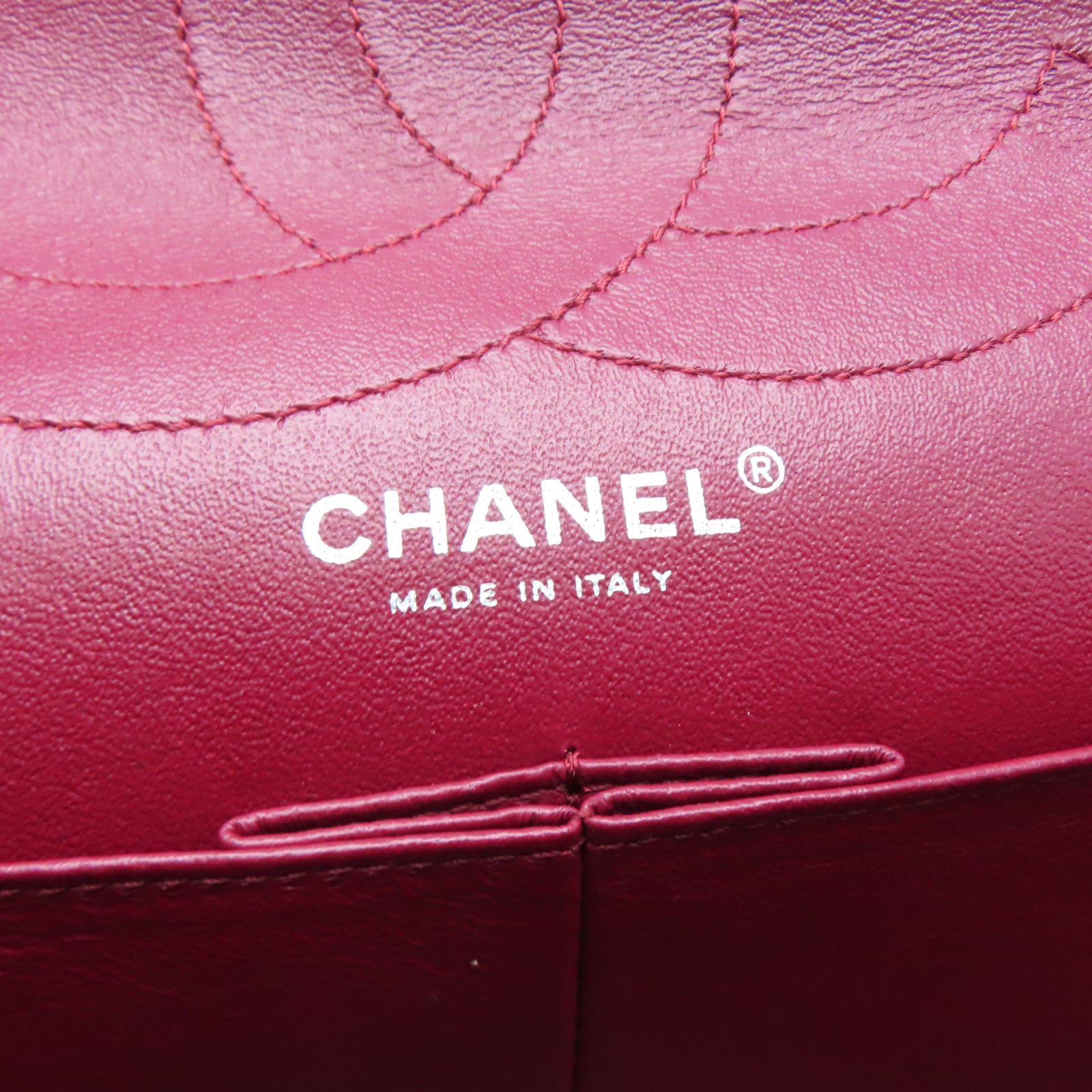CHANEL 菱格漆皮皮革2.55 Chain Shoulder银扣链带肩背袋红色