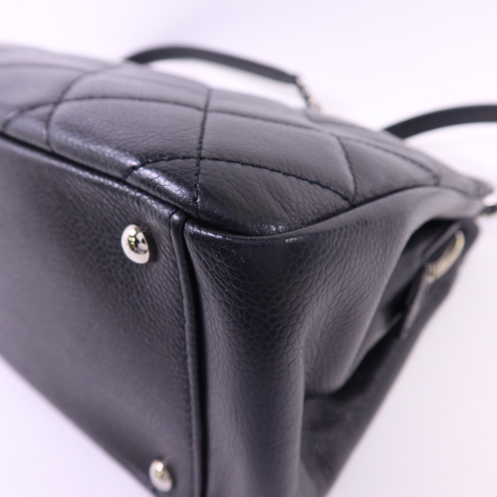 CHANEL 牛皮皮革Chain Shoulder銀扣鏈帶肩背袋