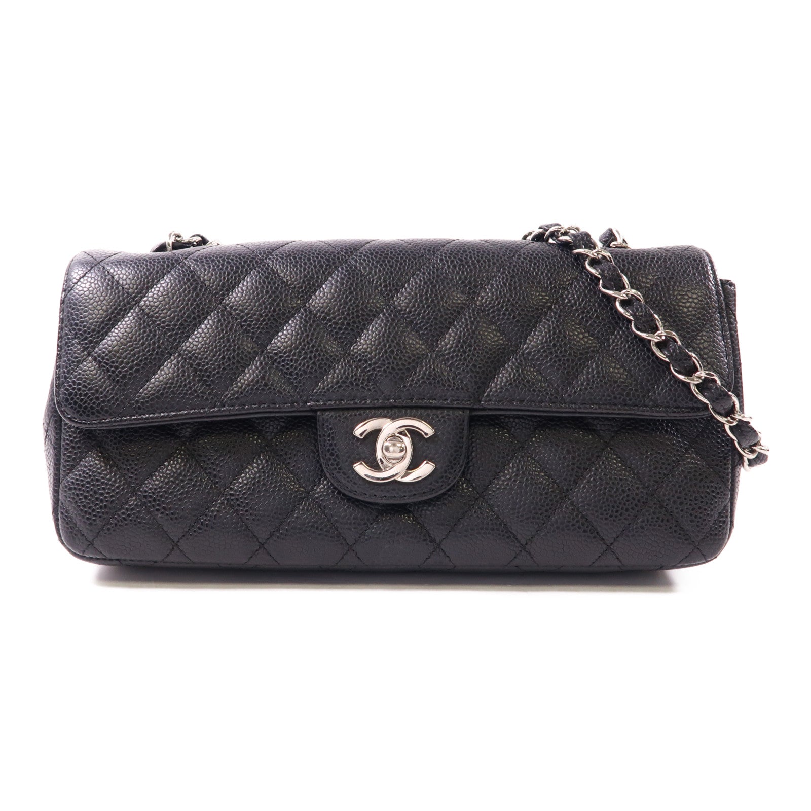 CHANEL 牛皮皮革Chain Shoulder銀扣鏈帶肩背袋