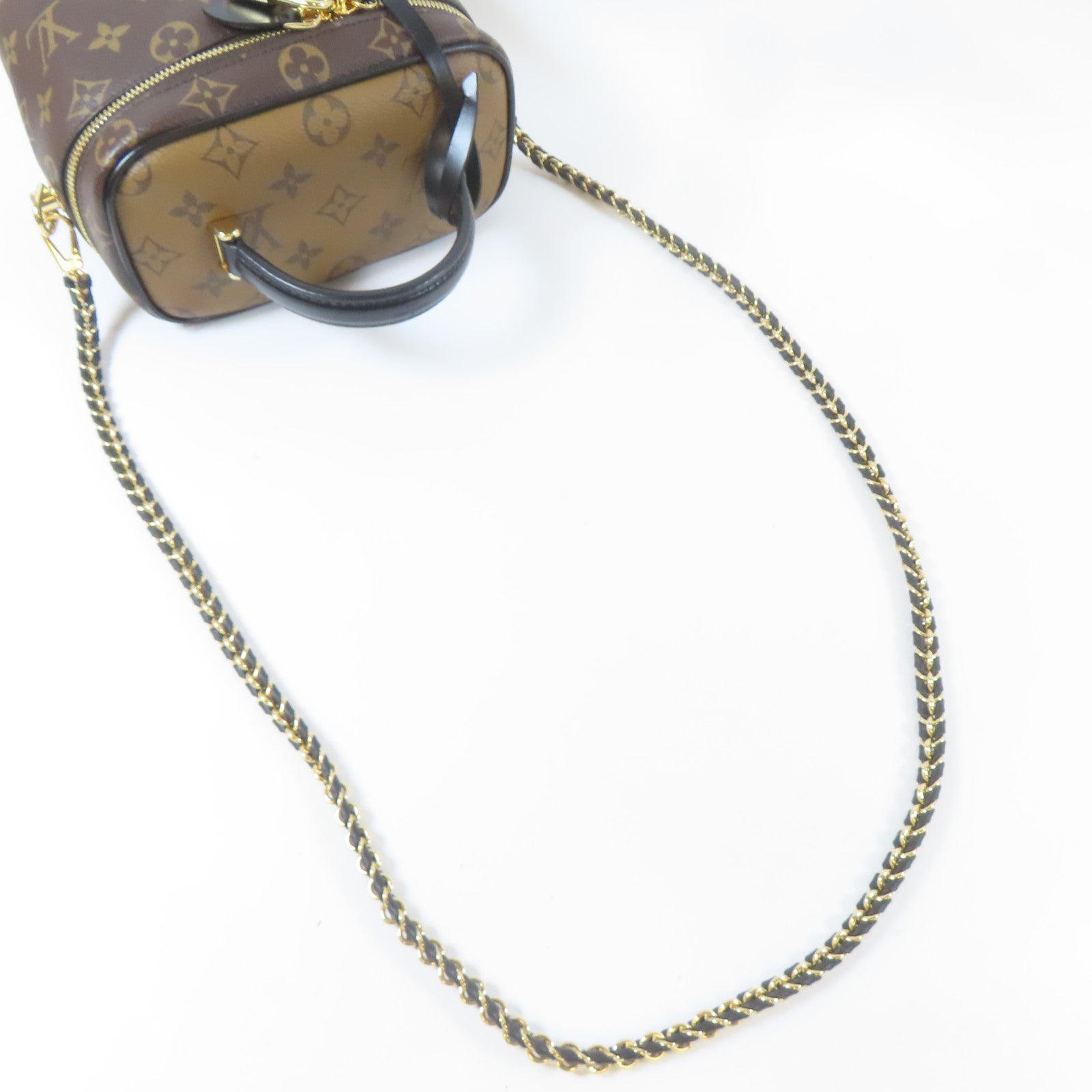 LOUIS VUITTON Monogram Vanity PM金扣鏈帶手挽肩背兩用袋啡色
