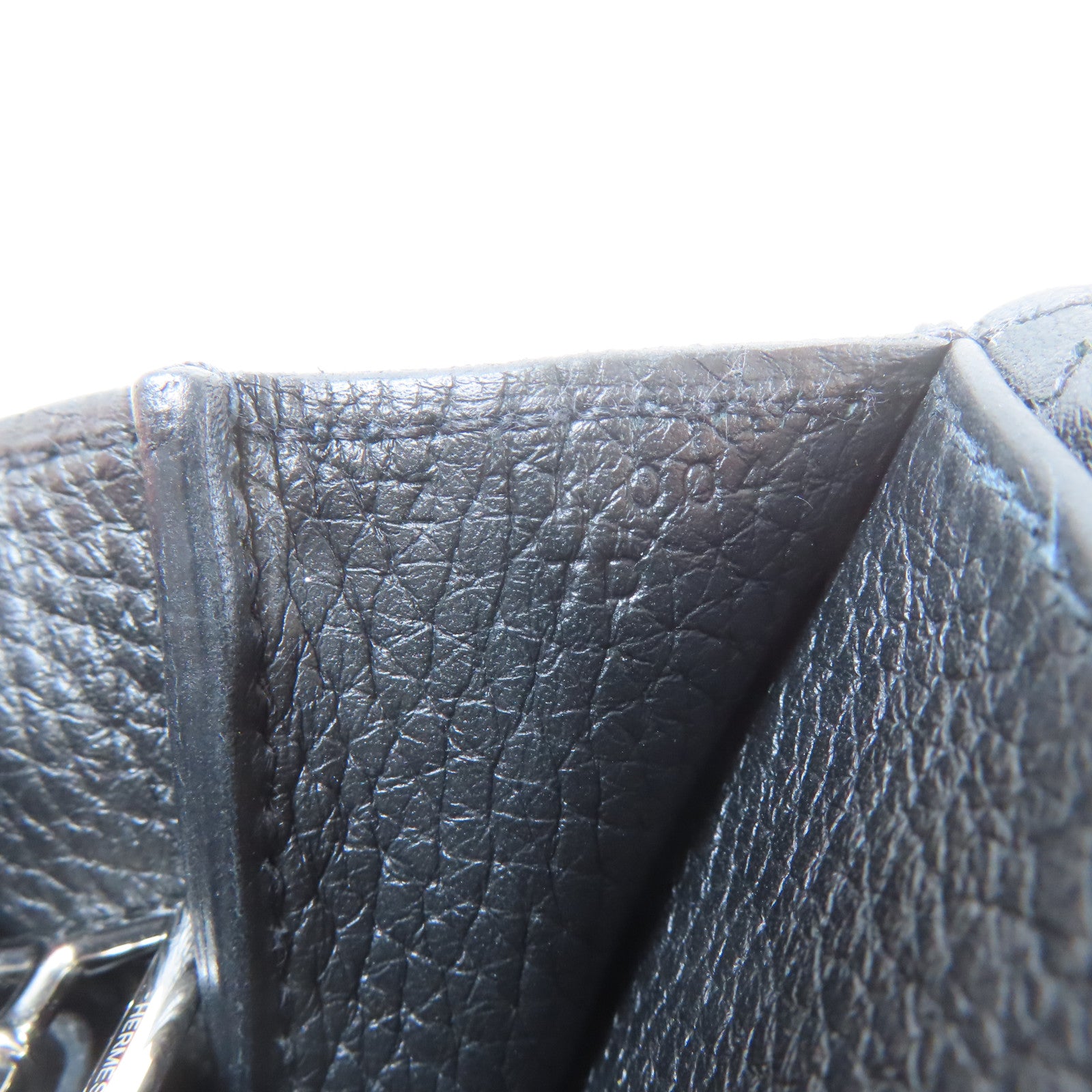 HERMES Clemence皮革Halzan 25銀扣手挽肩背兩用袋Noir Black黑色