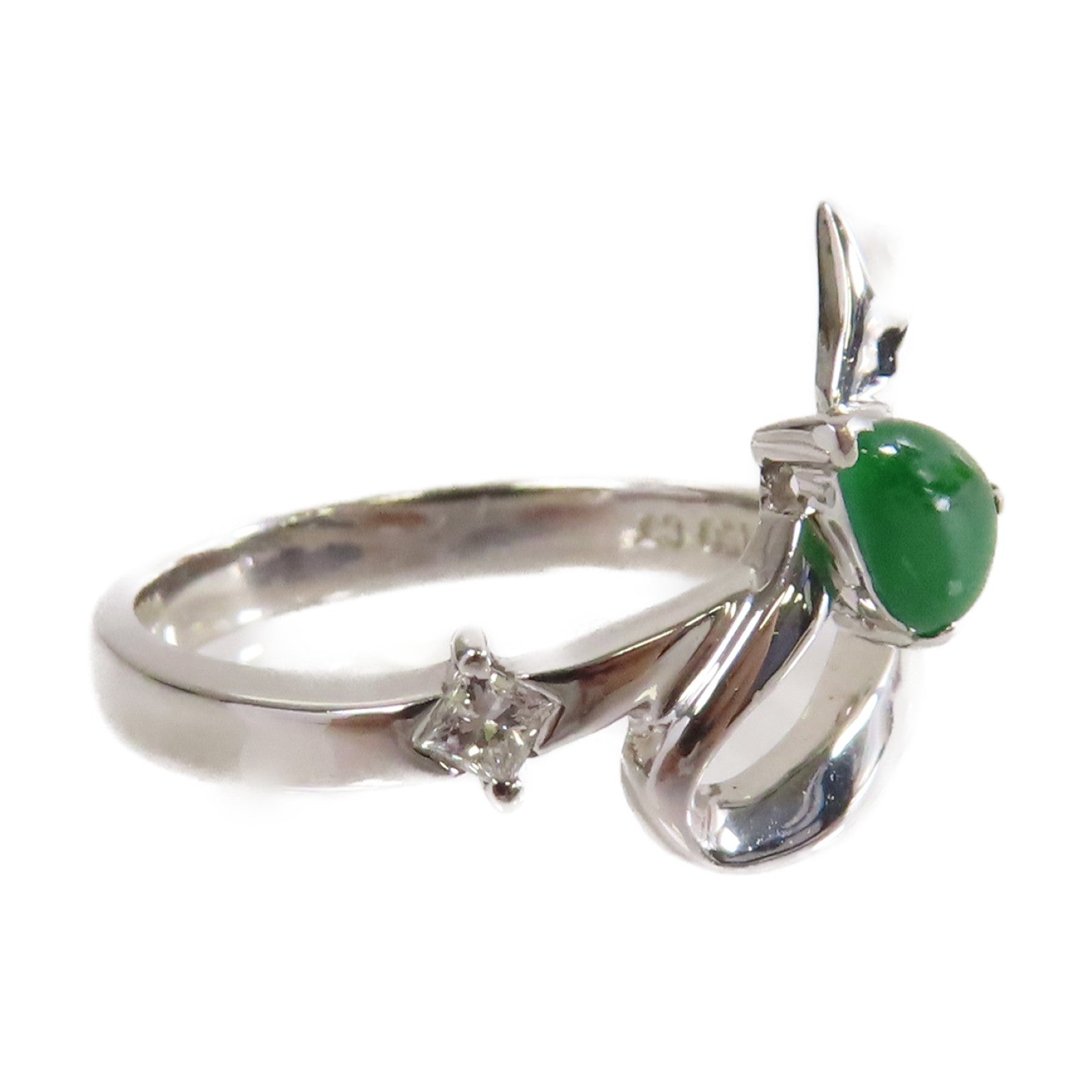 JEWELRY 【激減優惠】18K白金/0.05ct鑽石/翡翠/Diamond Ring戒指US#5