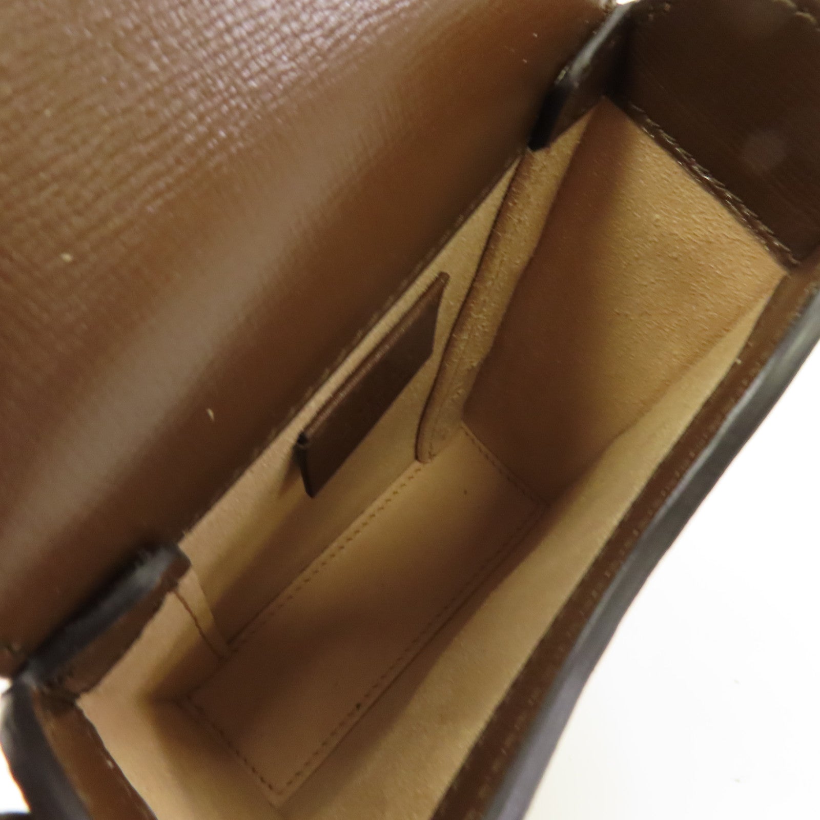 GUCCI 塗層帆布Shoulder Bag金扣肩背袋棕色
