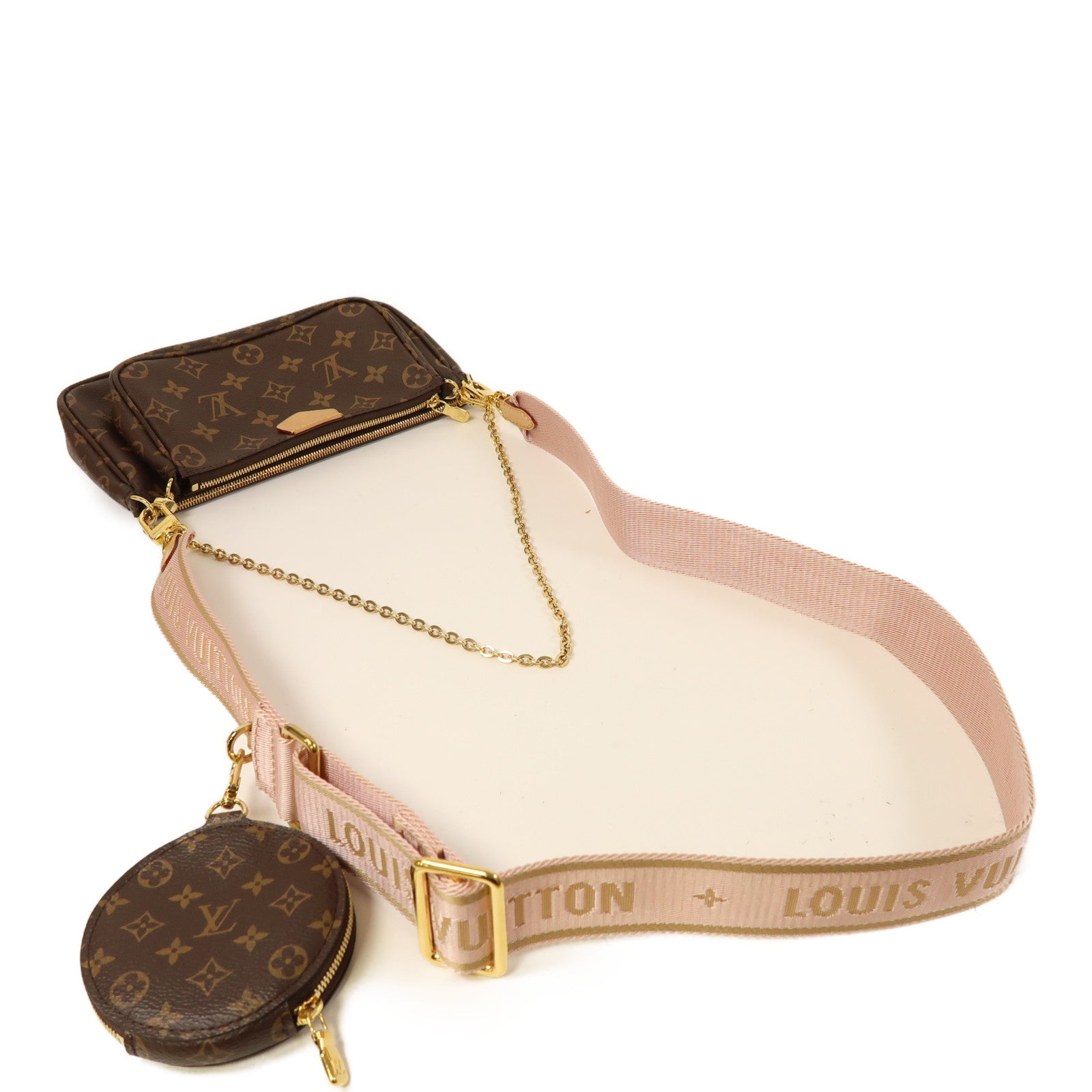 LOUIS VUITTON Monogram Multi Pochette Accessoires金扣手挽肩背兩用袋