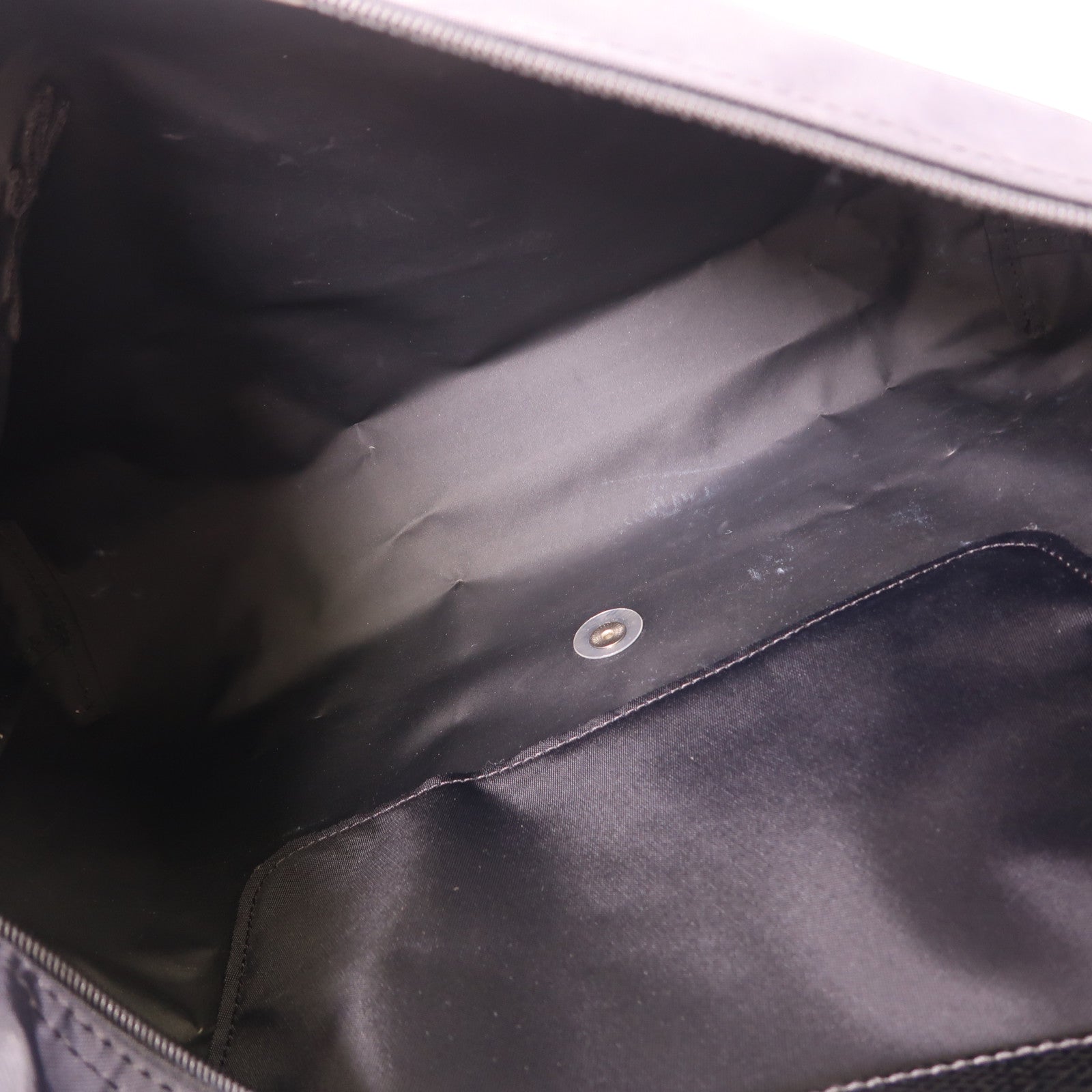 Longchamp SHW Hand Bag Nylon/Caflskin Leather Black