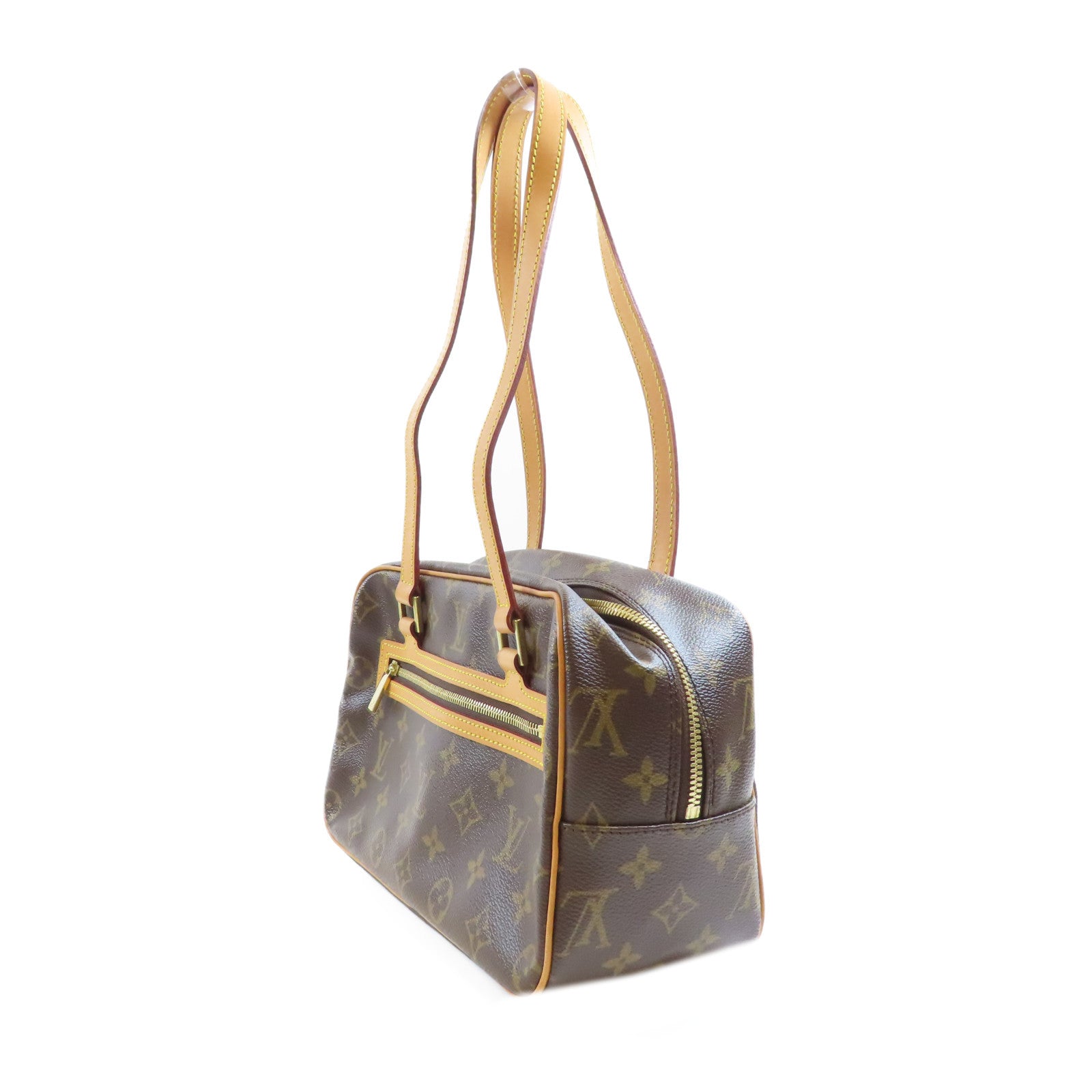 LOUIS VUITTON Monogram Cite MM金扣肩背袋棕色