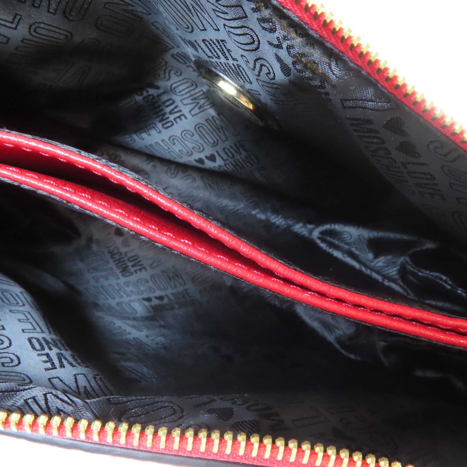MOSCHINO 皮革Shoulder Bag金扣肩背袋紅色