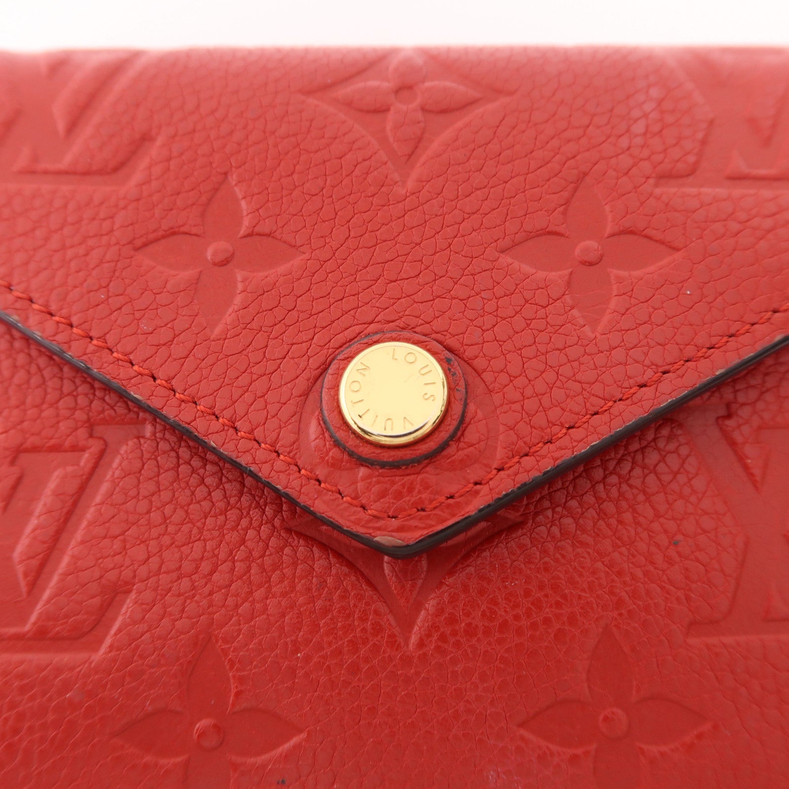 LOUIS VUITTON LV GHW Victorine Tri-fold Wallet Monogram Empreinte Red