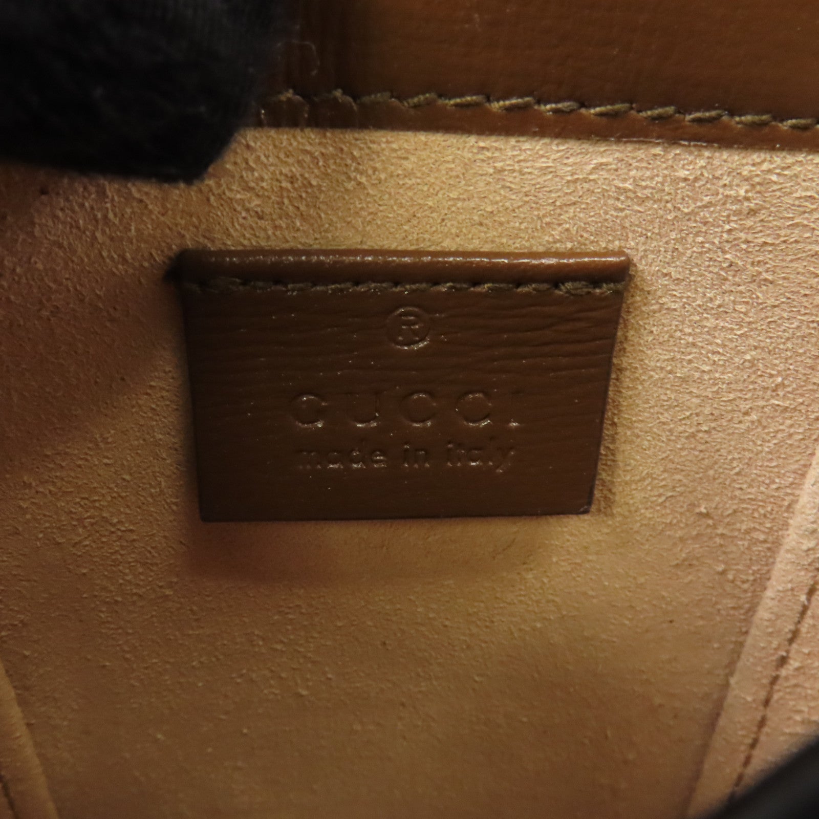 GUCCI 塗層帆布Shoulder Bag金扣肩背袋棕色