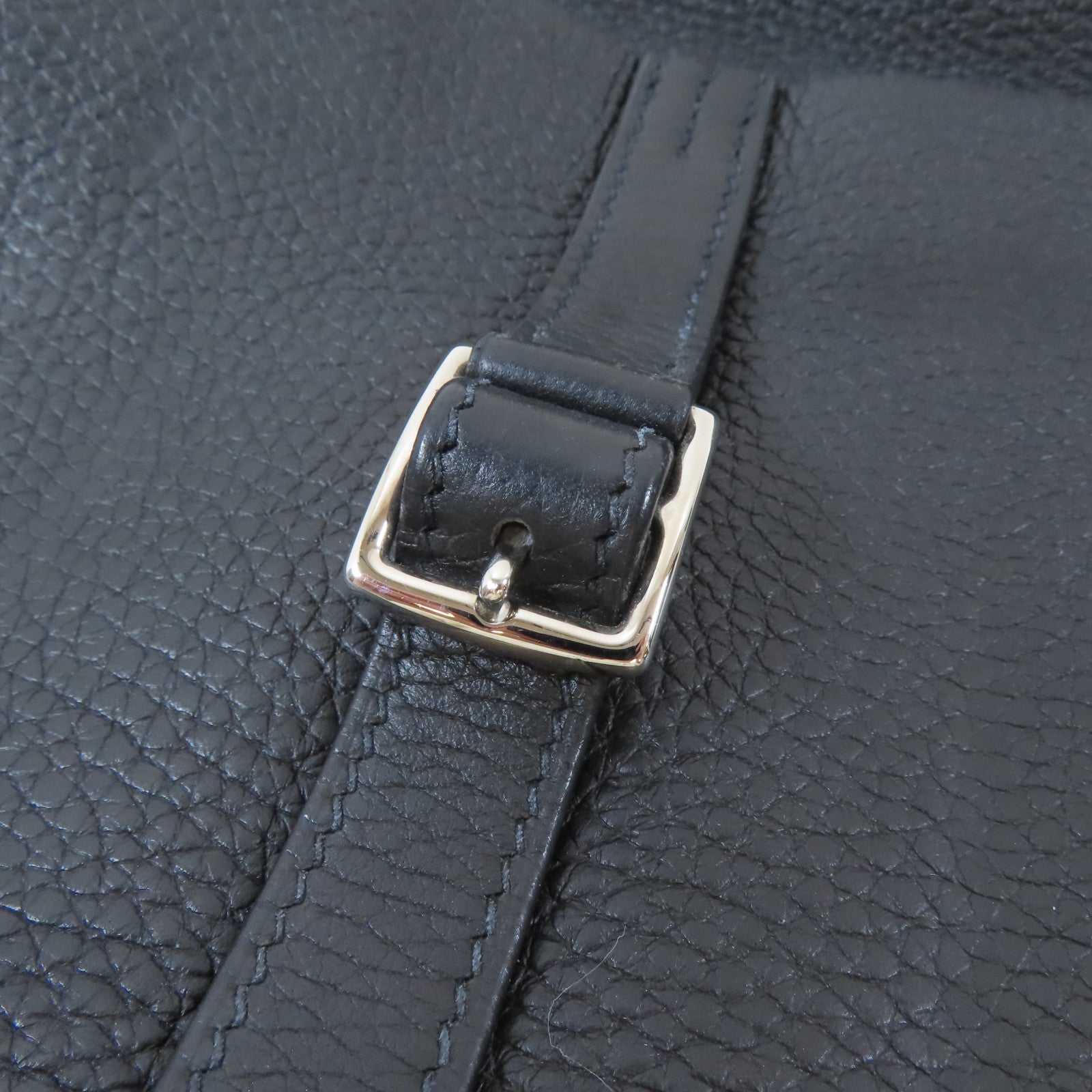 HERMES Clemence皮革Halzan 25銀扣手挽肩背兩用袋Noir Black黑色