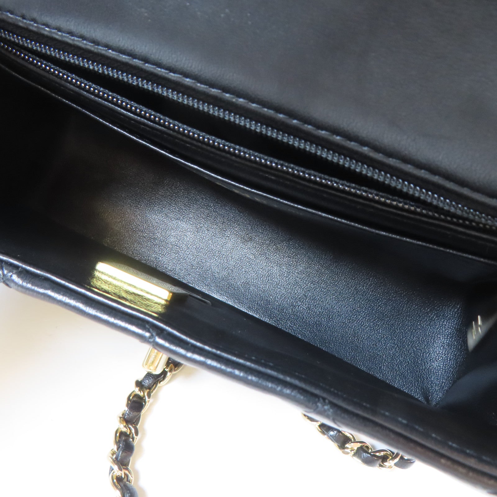 CHANEL 菱格羊皮皮革2way Chain Shoulder Bag金扣鏈帶手挽肩背兩用袋黑色