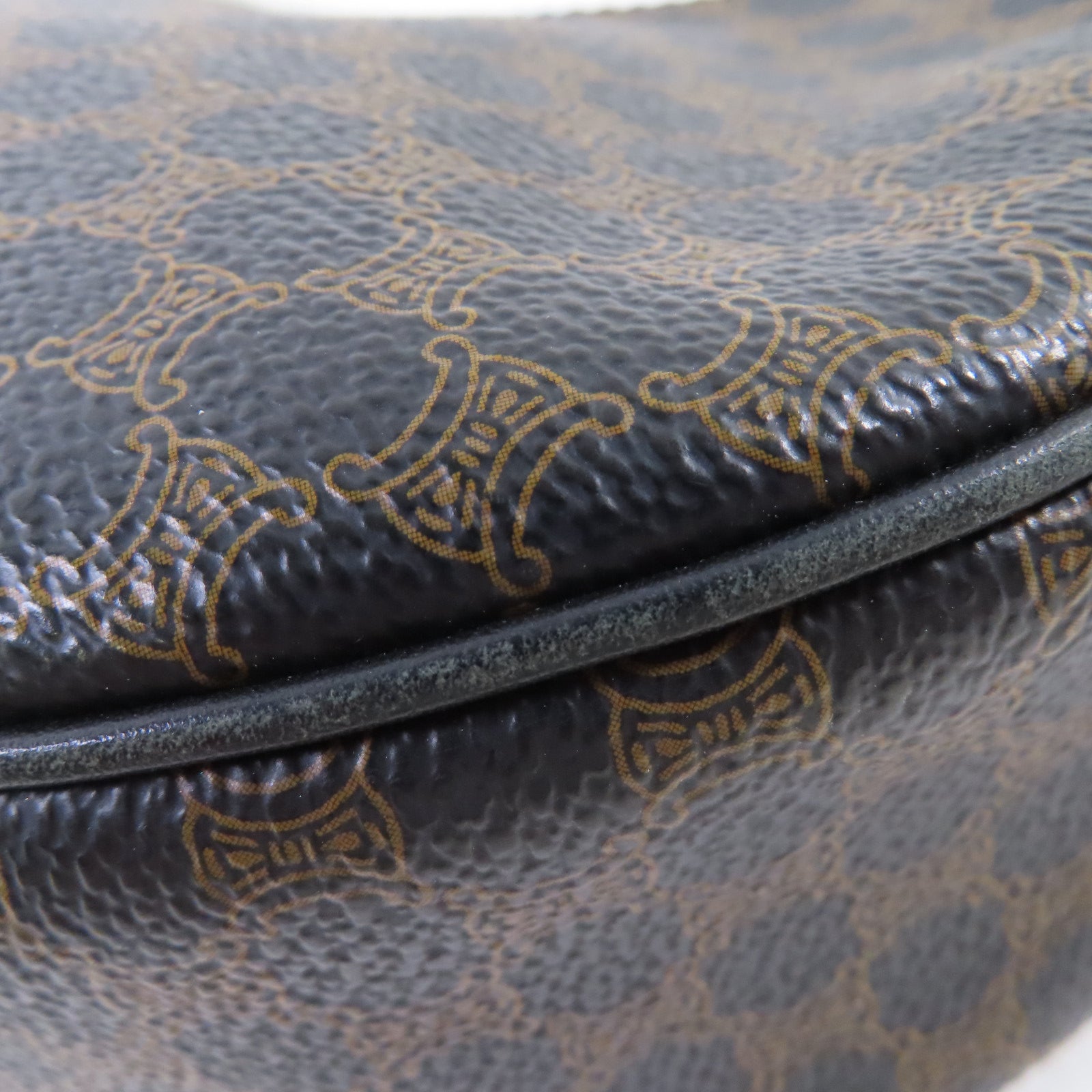 CELINE 塗層帆布Macadam Vanity Shoulder Bag金扣肩背袋啡色