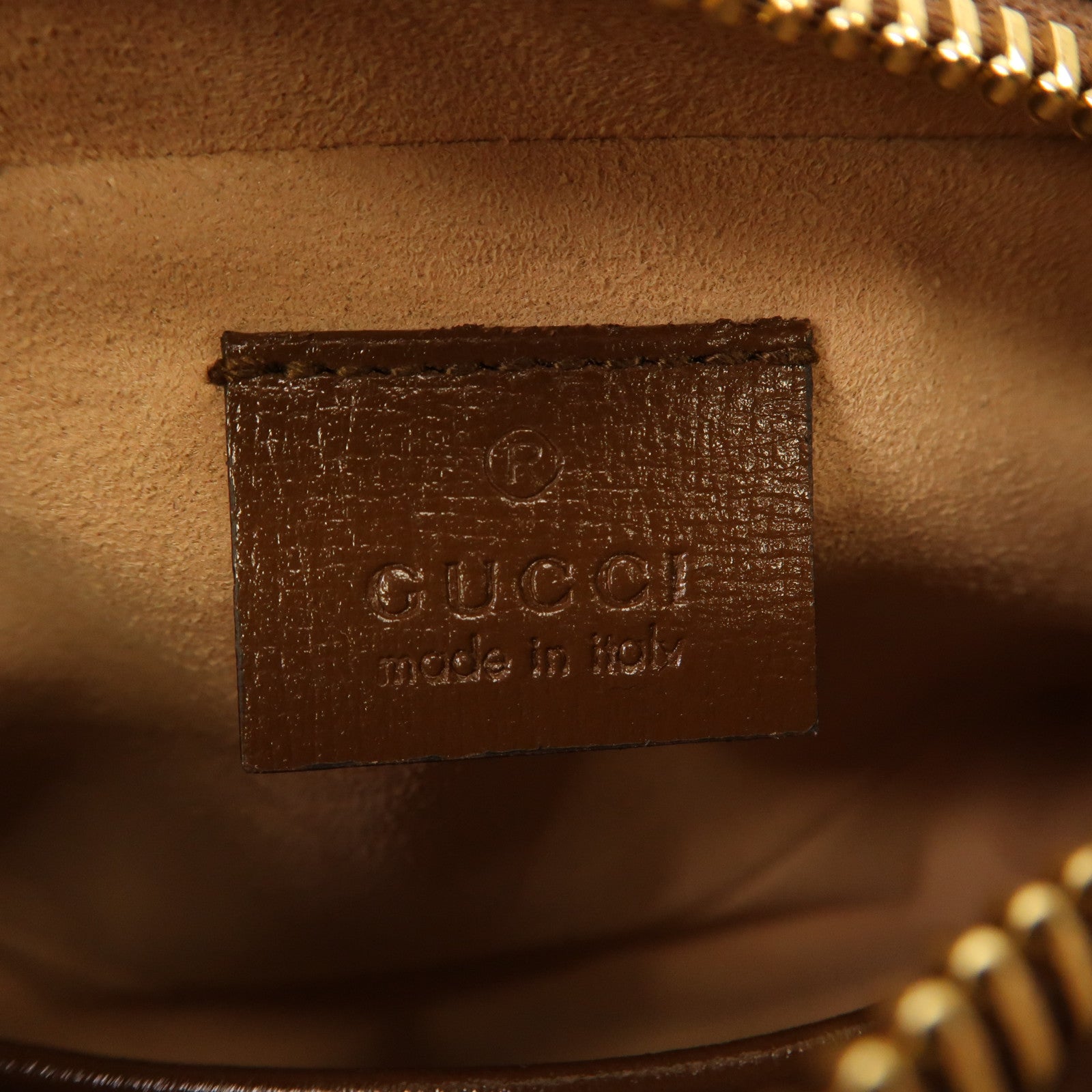 GUCCI 塗層帆布Mini Interlocking G金扣肩背袋啡色