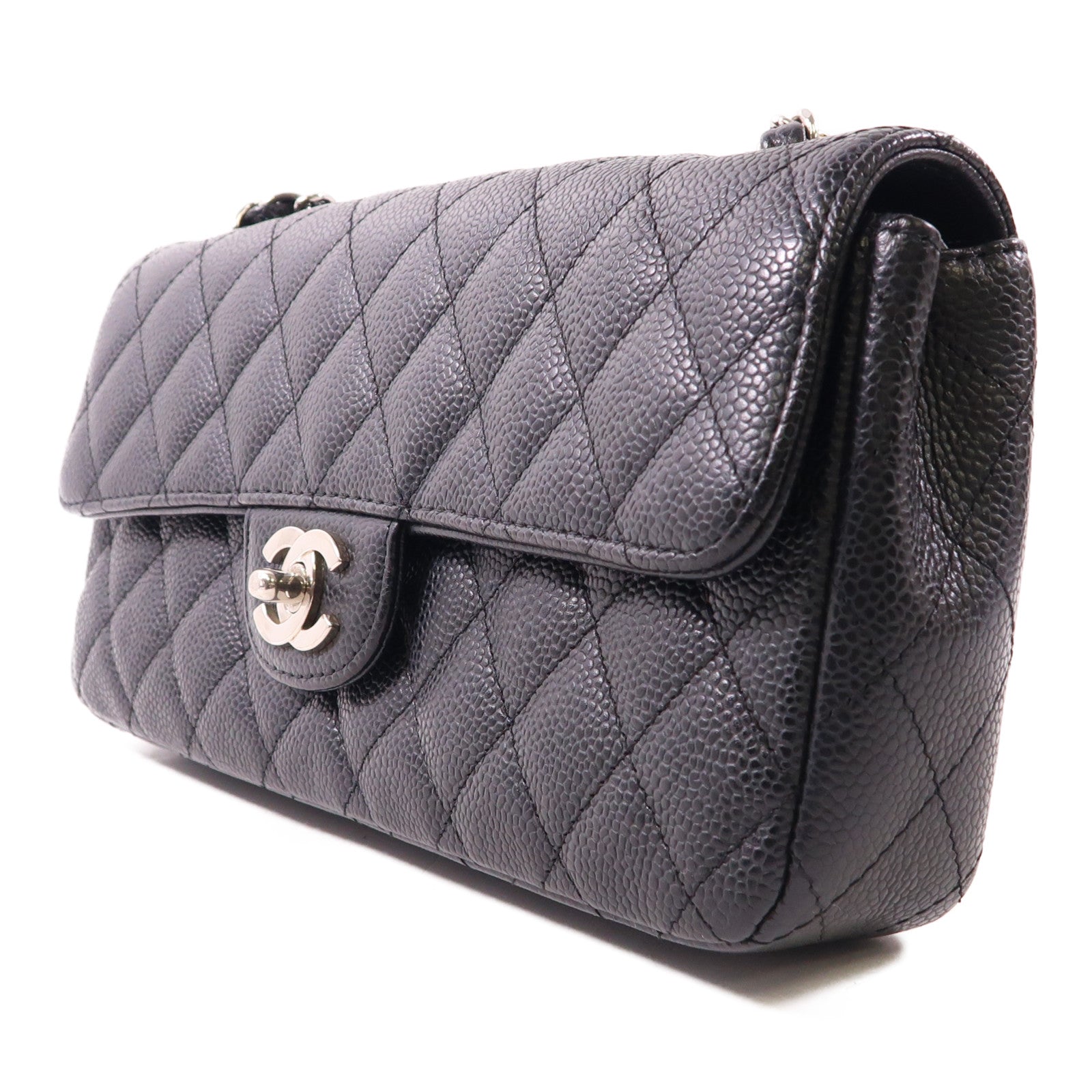 CHANEL 牛皮皮革Chain Shoulder銀扣鏈帶肩背袋